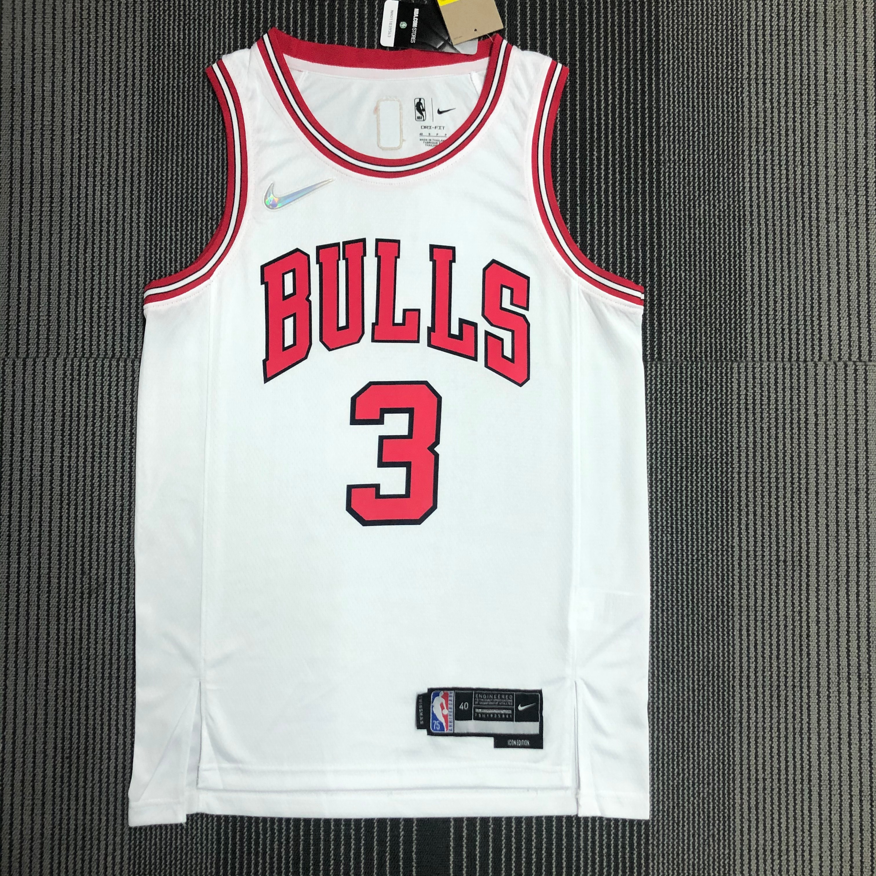 75th anniversary Bulls white No. 3 Wade