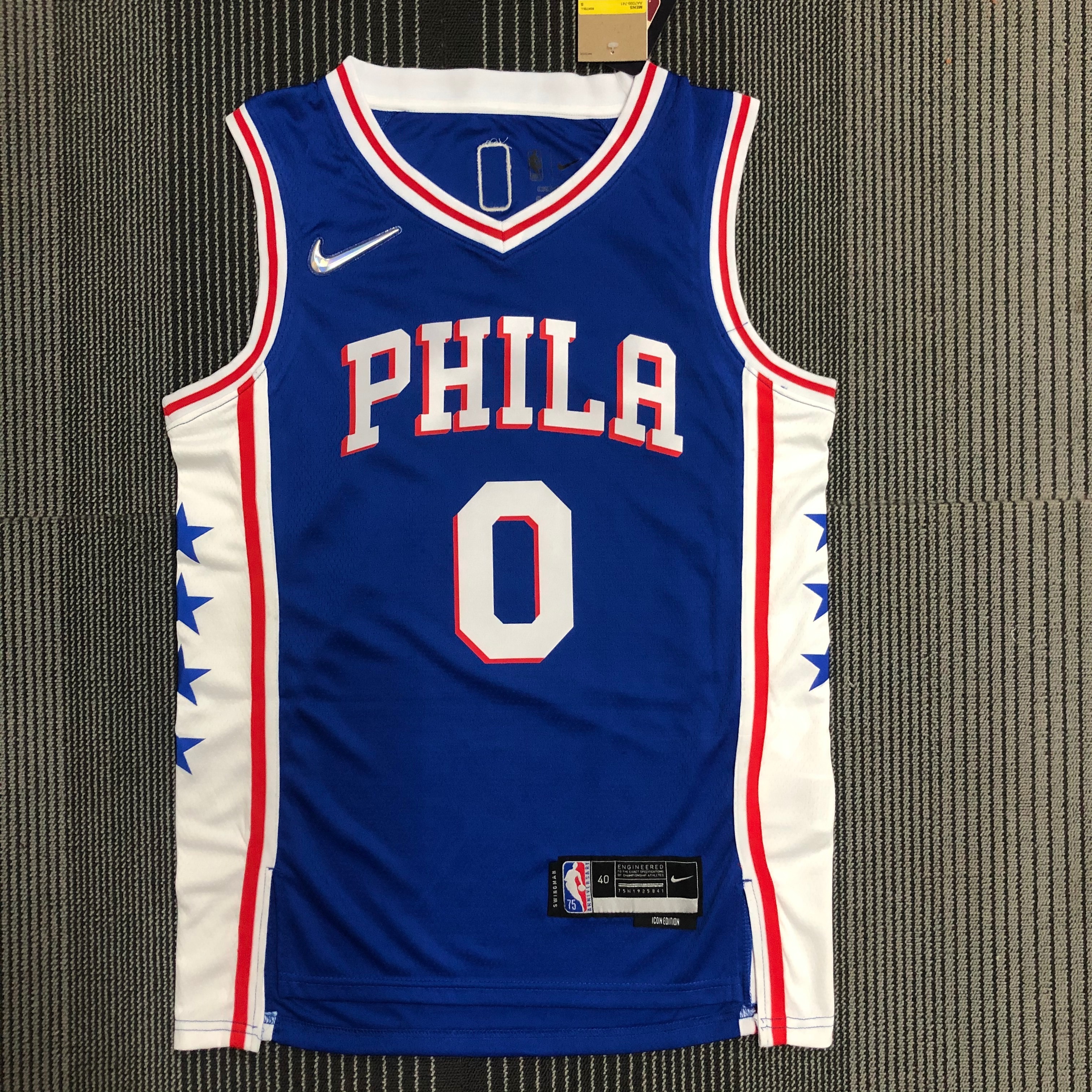 75th anniversary Sixers Blue No. 0 Maxey
