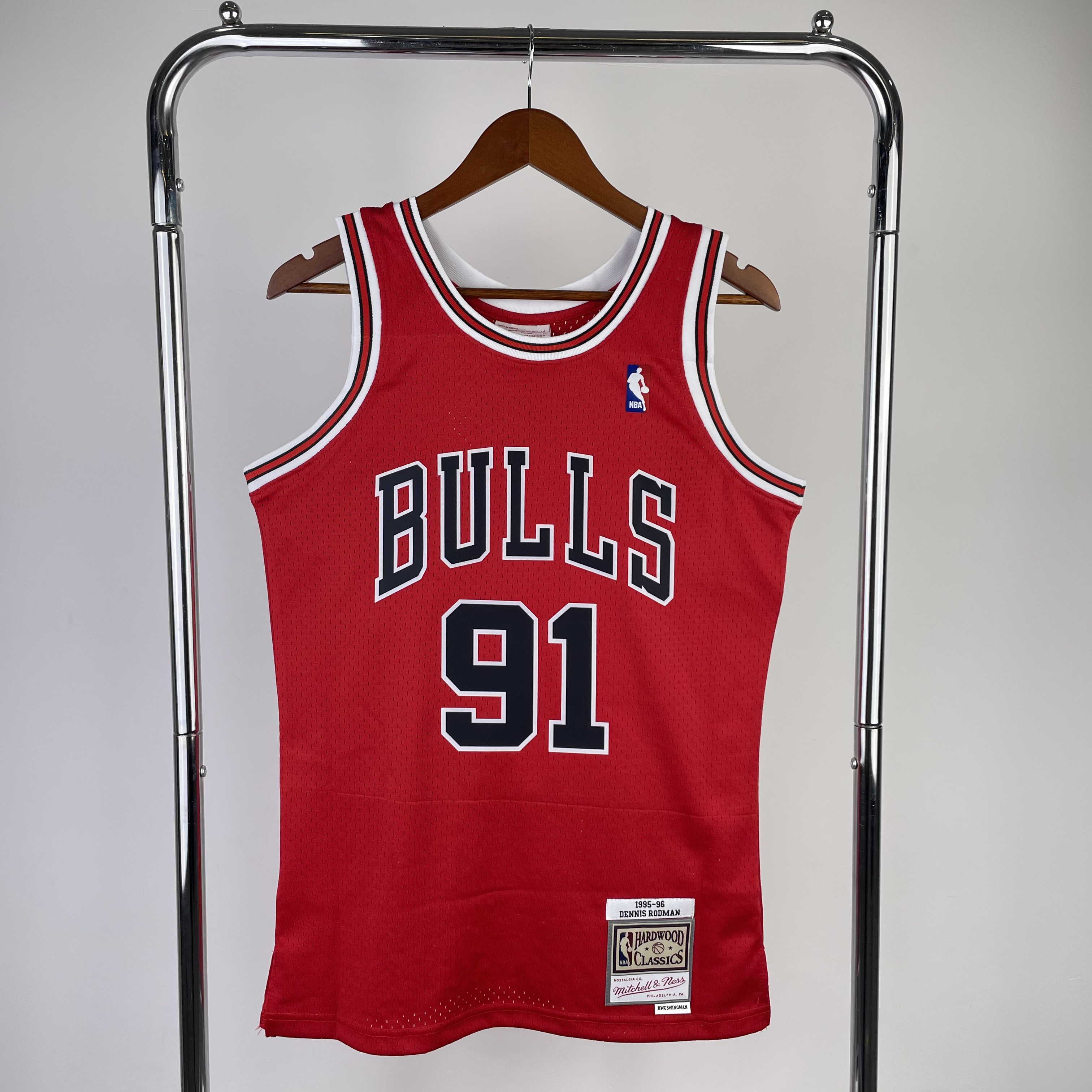 MN Hot Press throwback jersey SW Bulls' 98 season red No. 91 Rodman