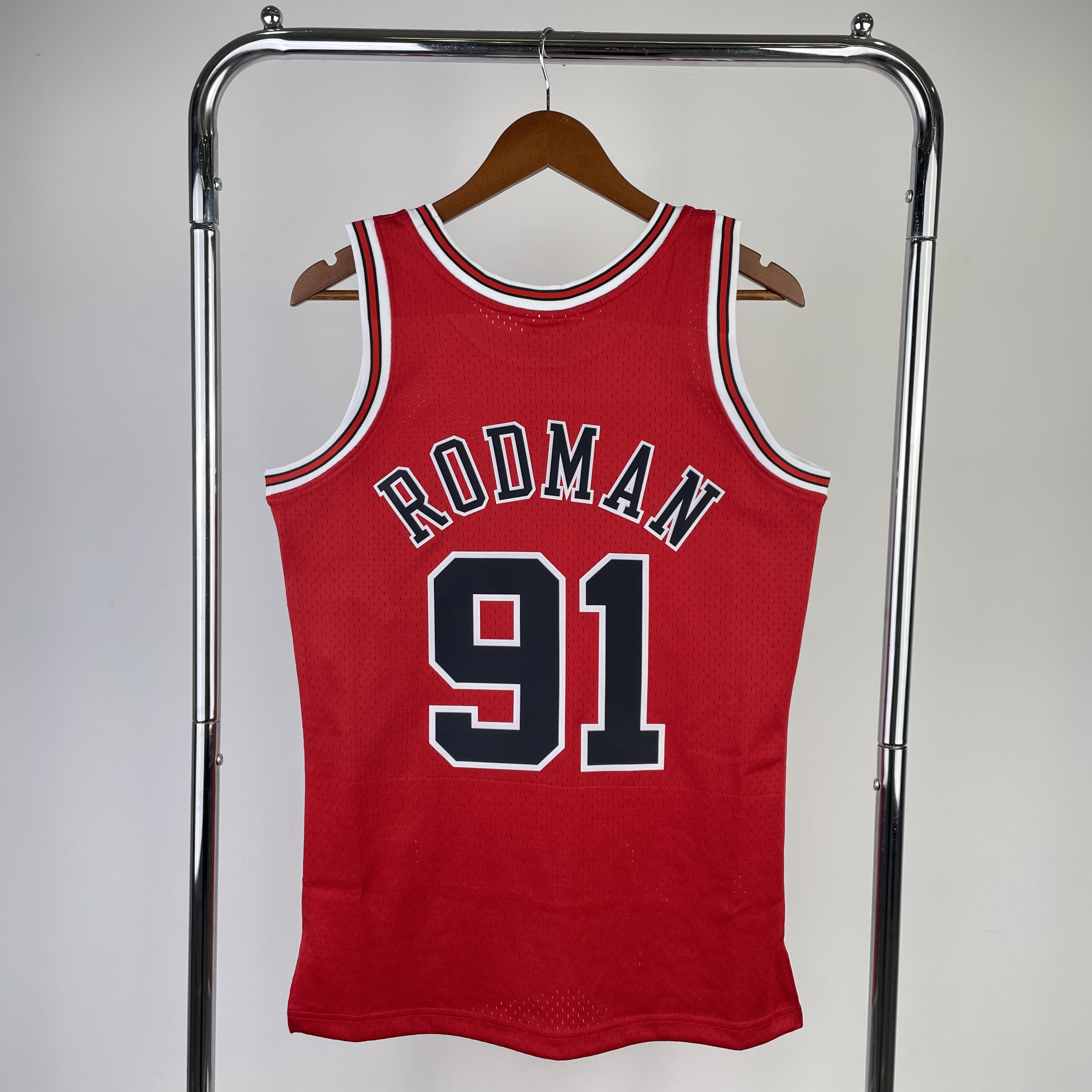 MN Hot Press throwback jersey SW Bulls' 98 season red No. 91 Rodman