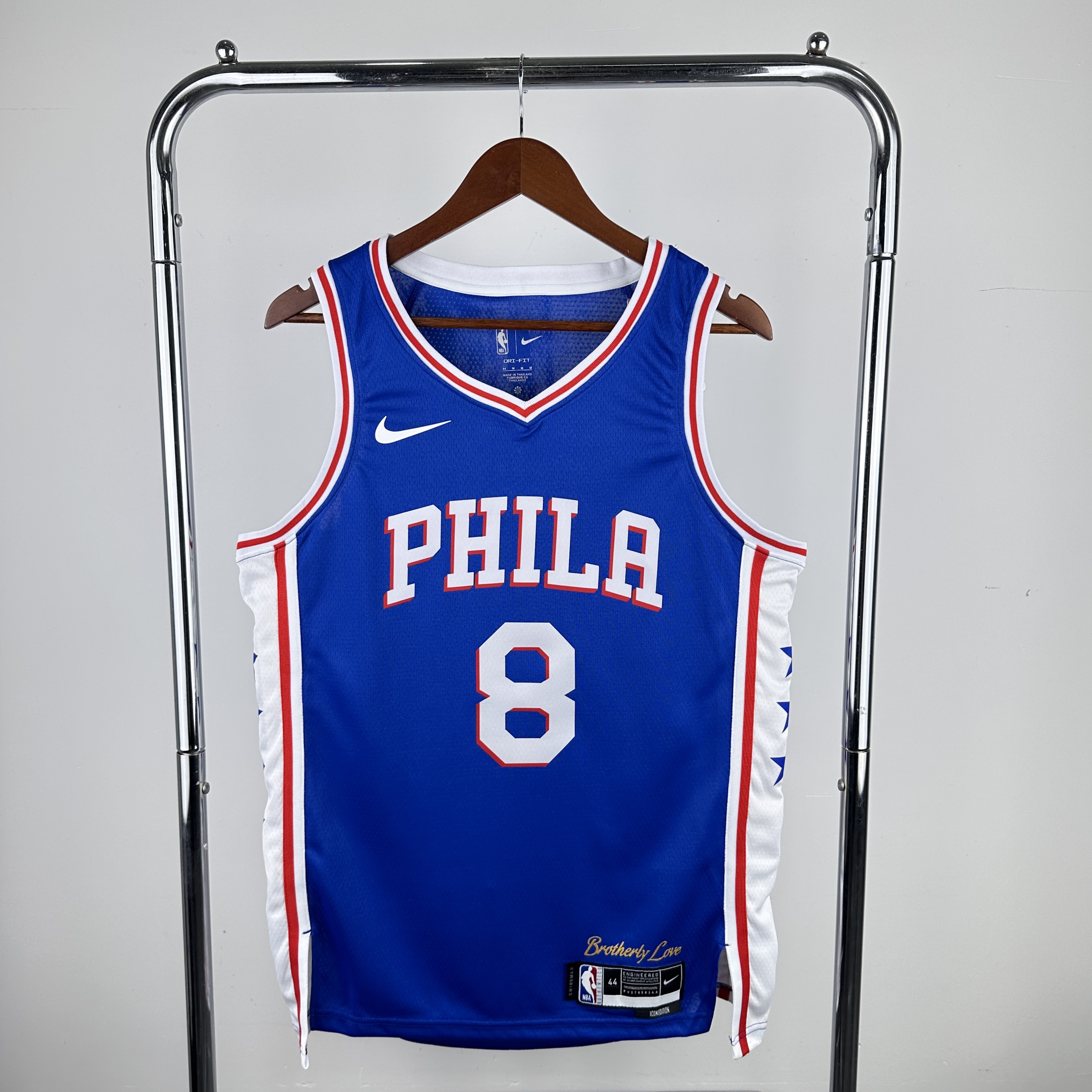 Season 23 76ers away blue No. 8 George