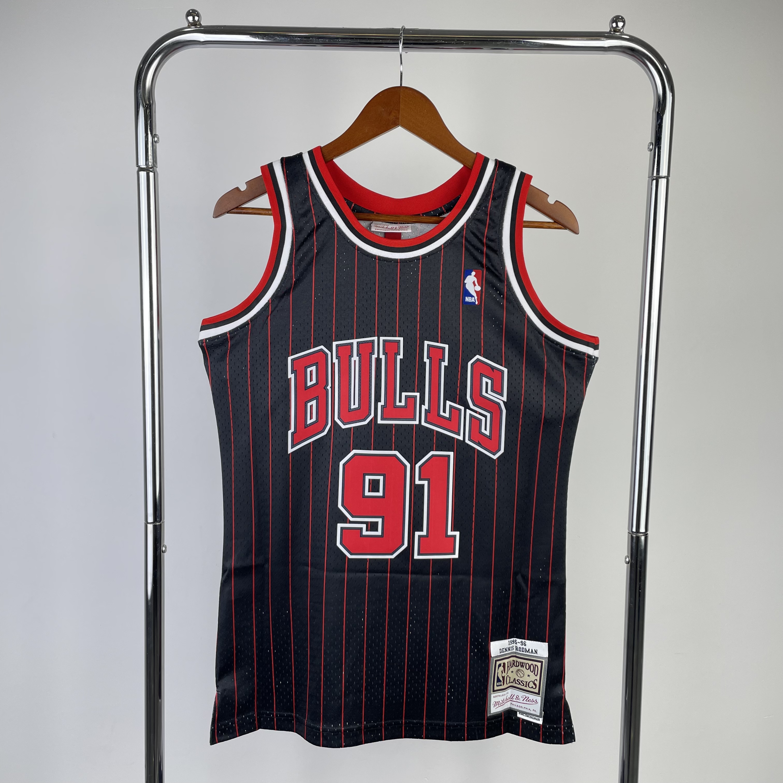 MN Hot Press Throwback jersey SW Bulls' 96 Black Stripes No. 91 Rodman