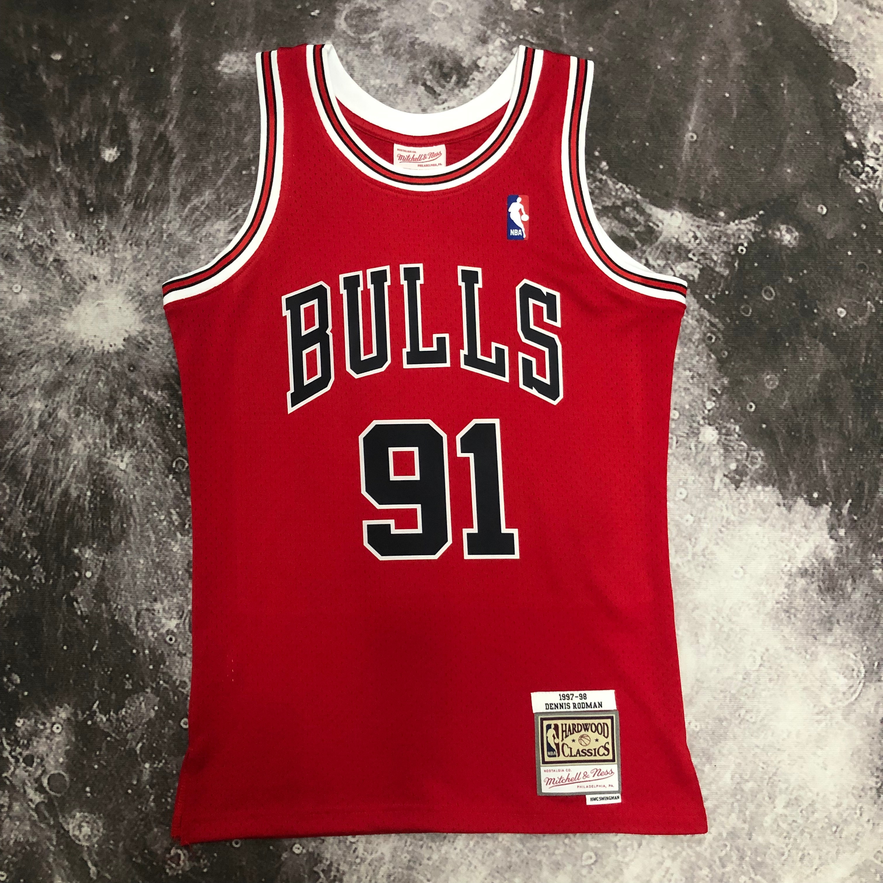 MN Hot Press throwback jersey SW Bulls' 98 season red No. 91 Rodman