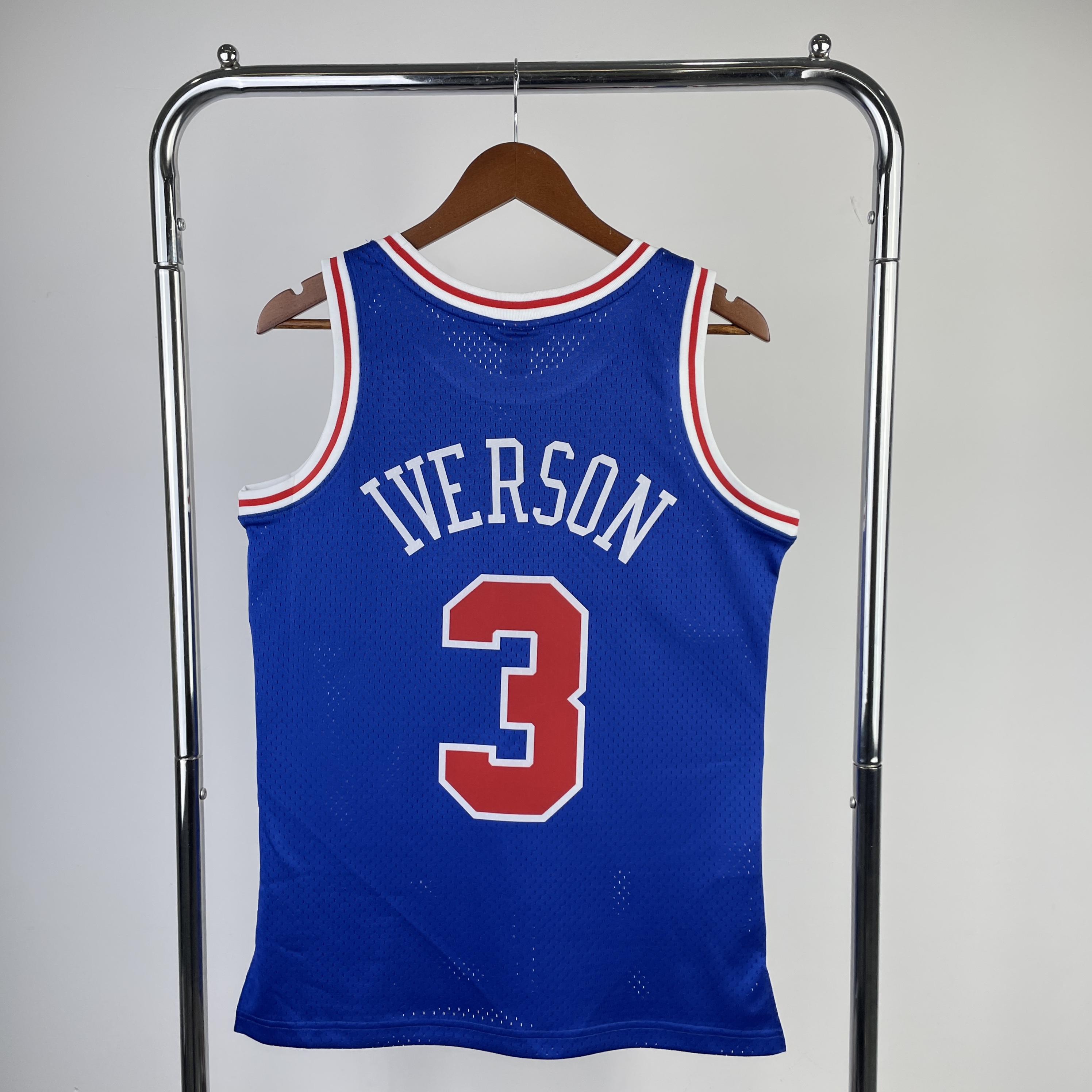 MN Fan version hot pressed throwback jersey 76ers 199697 rookie blue No. 3 Iverson