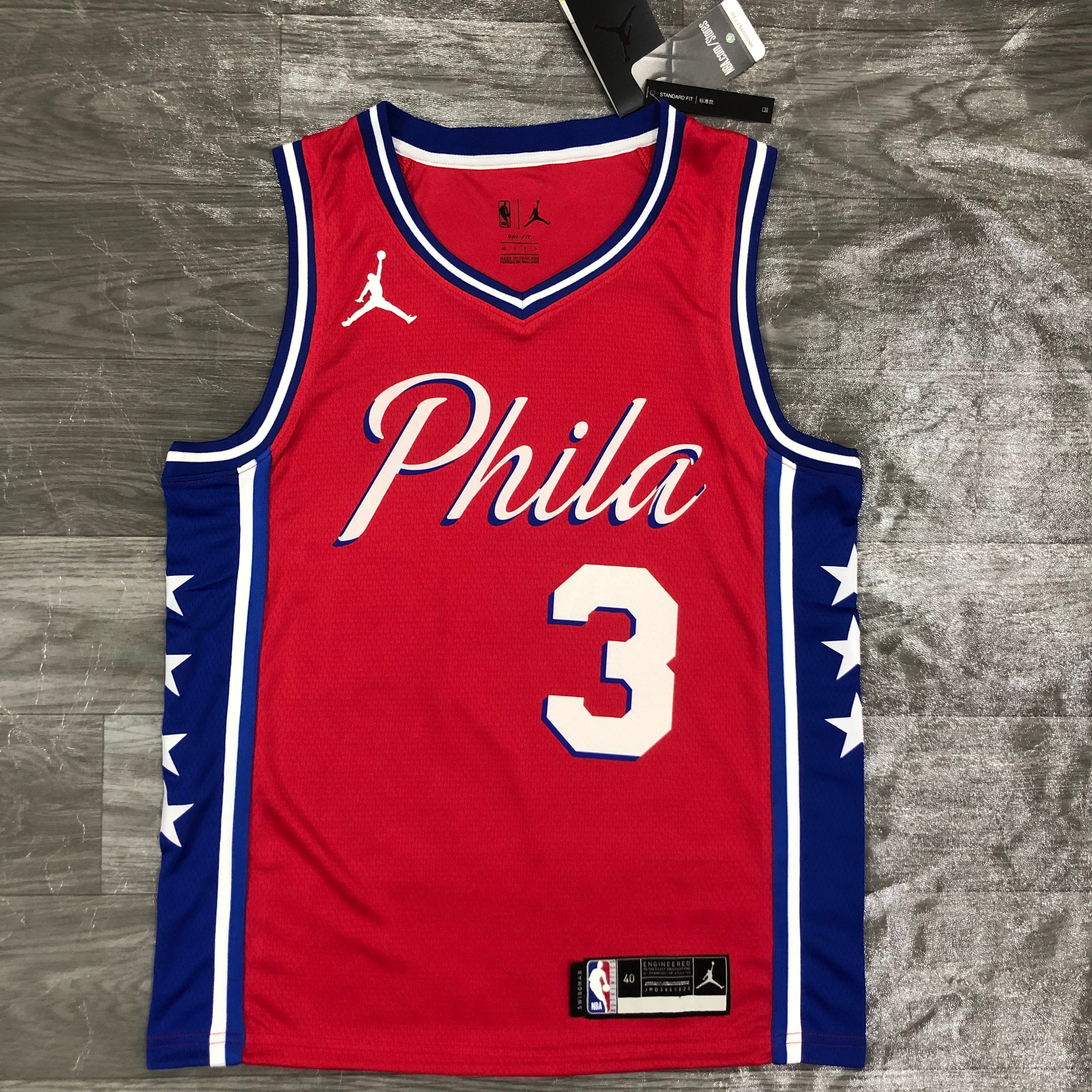 21 season 76ers Jordan theme red No. 3 Iverson