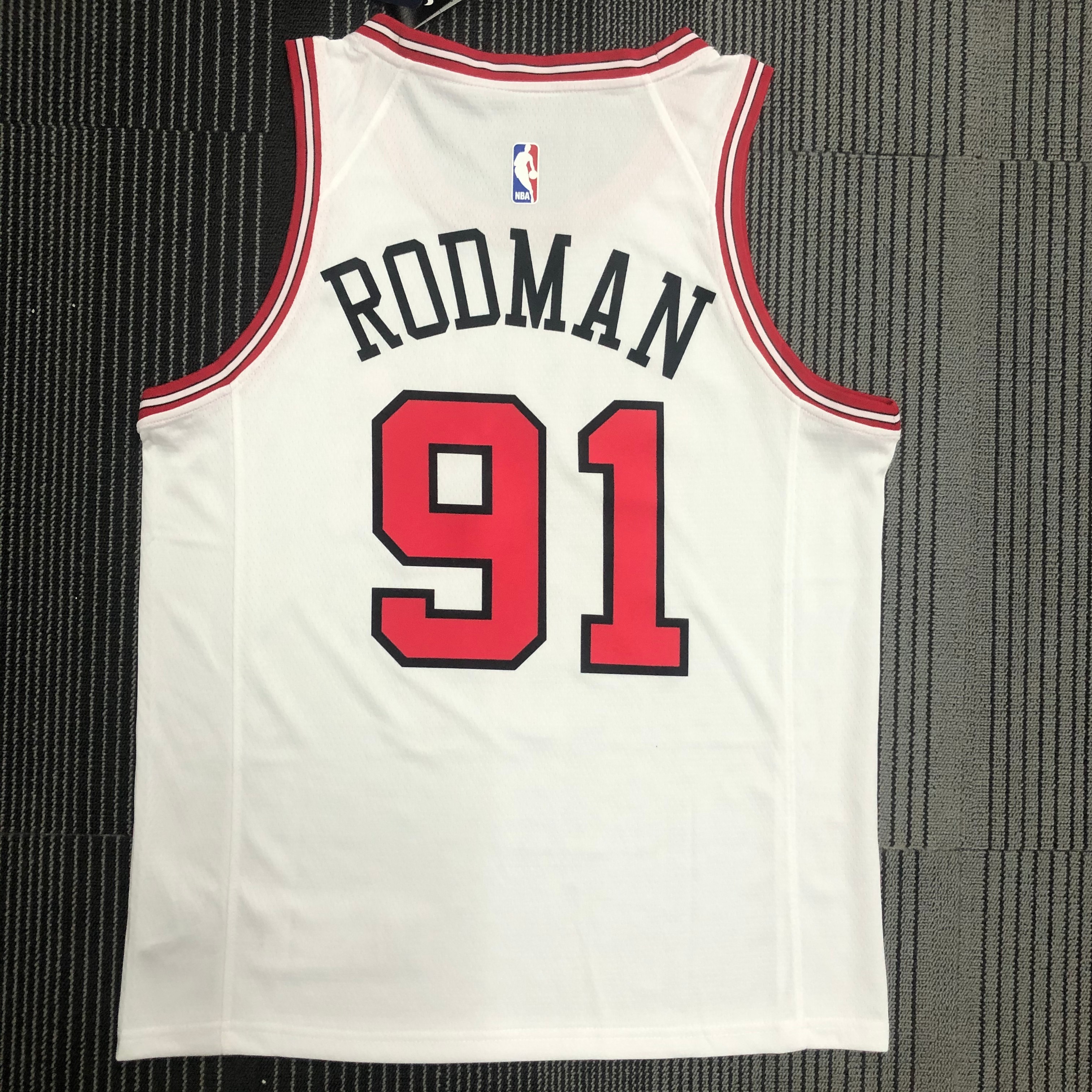 Bulls white number 91 Rodman