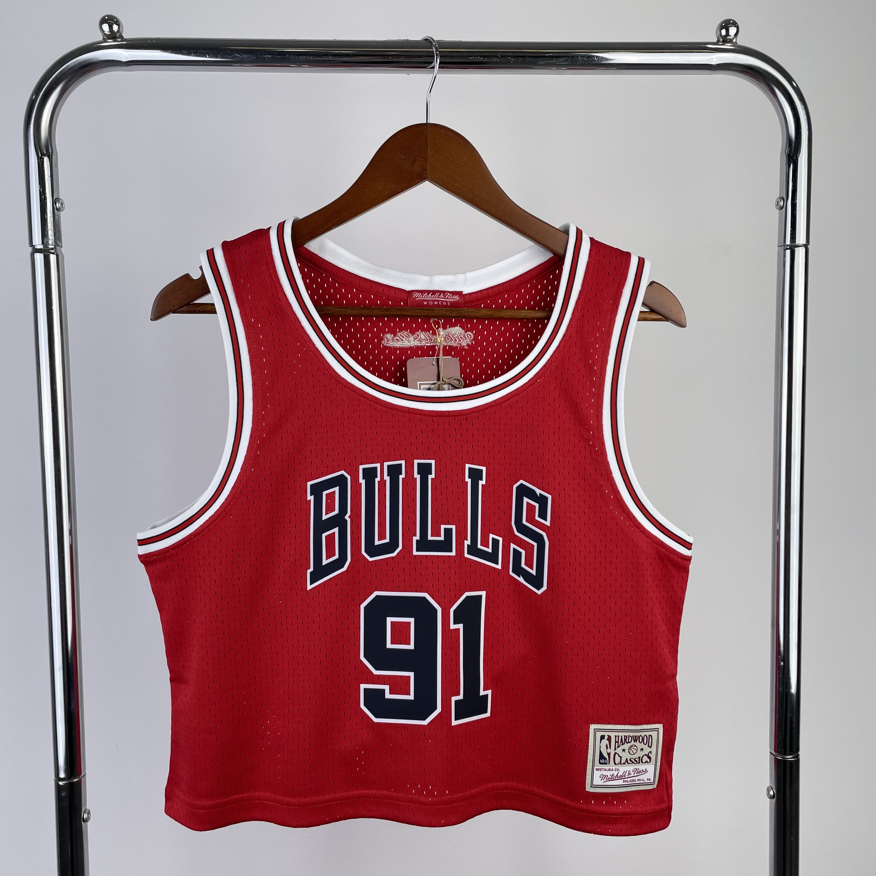 MN Women's Crop throwback jersey Bulls red No. 91 Rodman