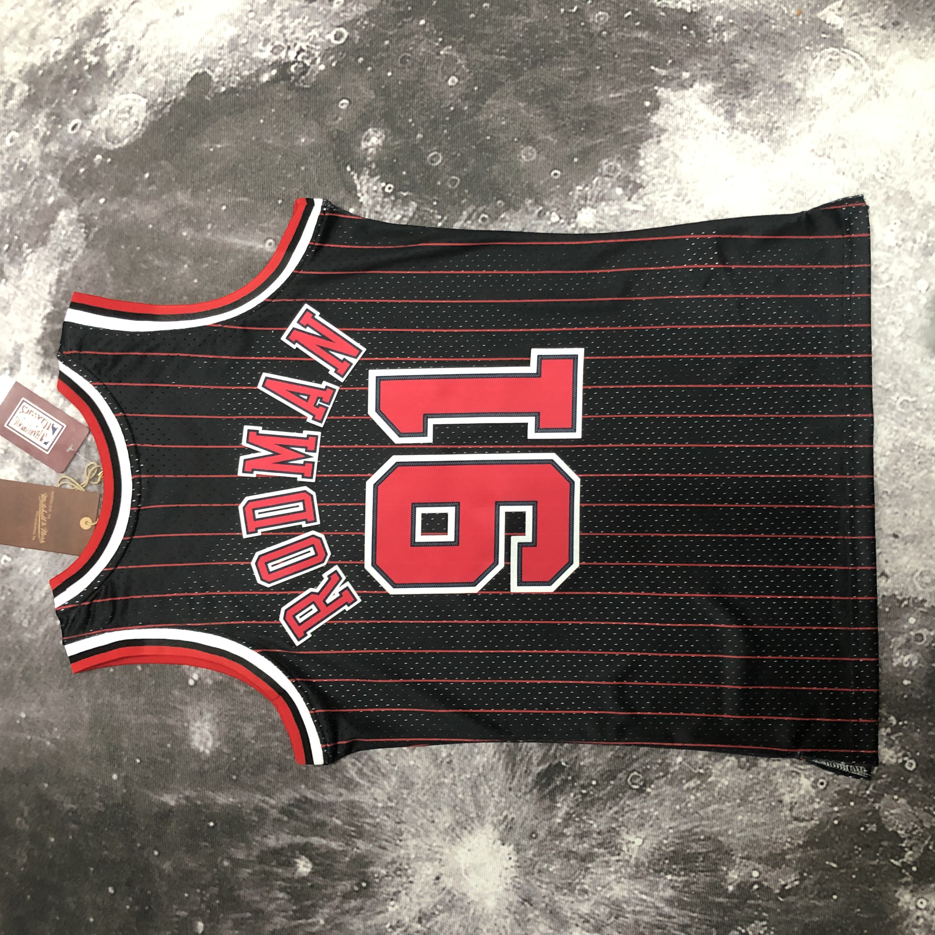 MN Hot Press Throwback jersey SW Bulls' 96 Black Stripes No. 91 Rodman