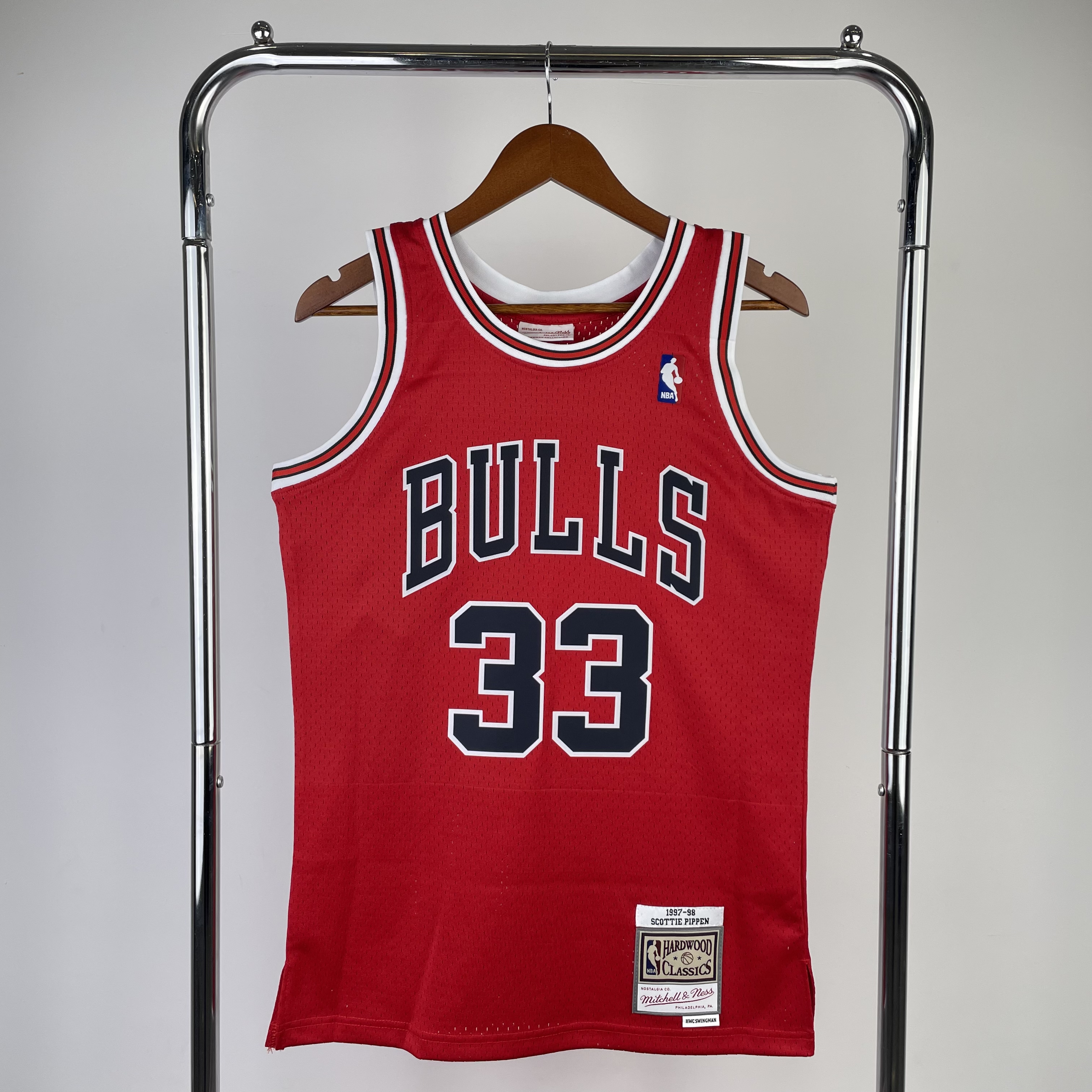 MN Hot pressed throwback jersey SW Bulls' 98 season red No. 33 Pippen
