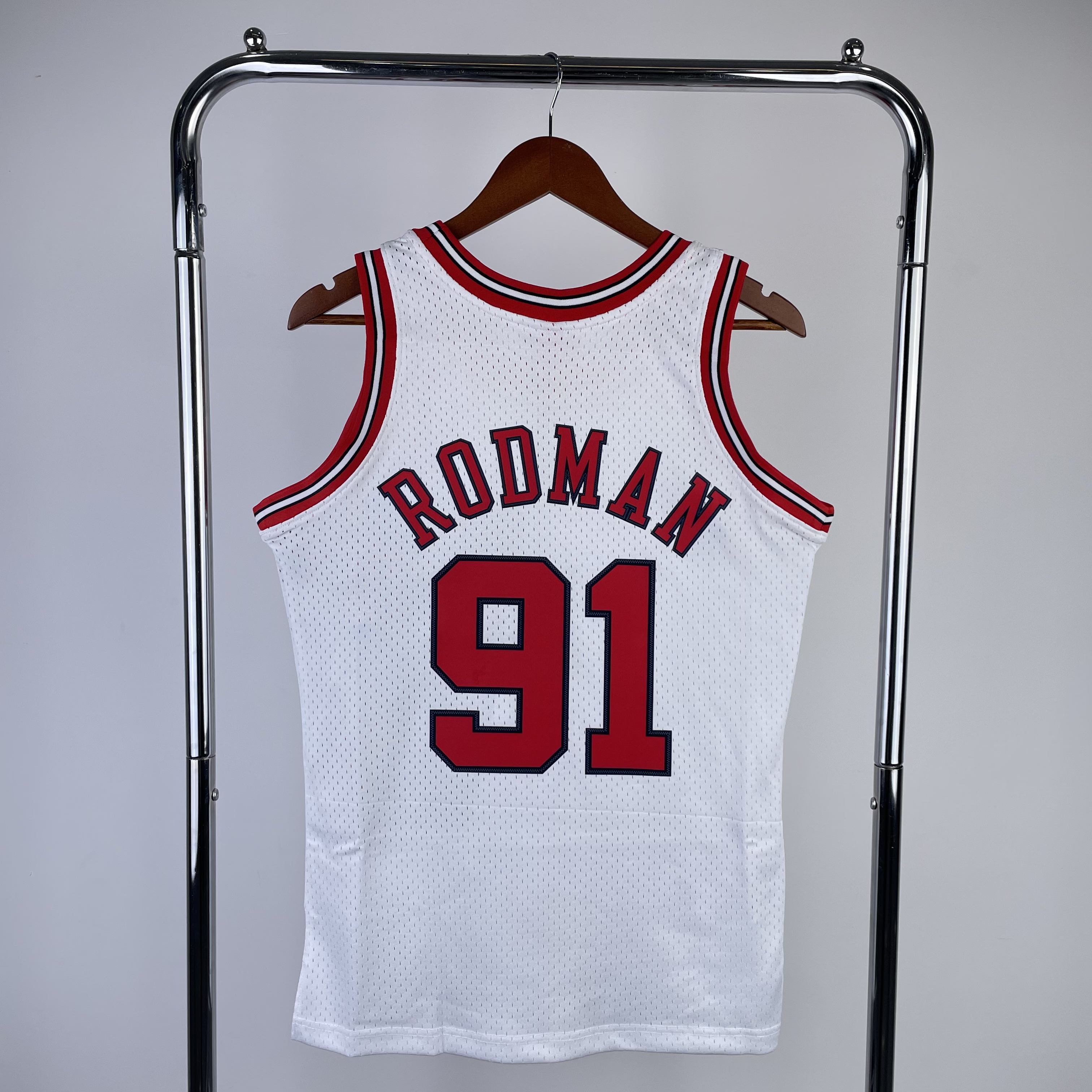 MN Hot Press Throwback jersey SW Bulls Season 98 white No. 91 Rodman