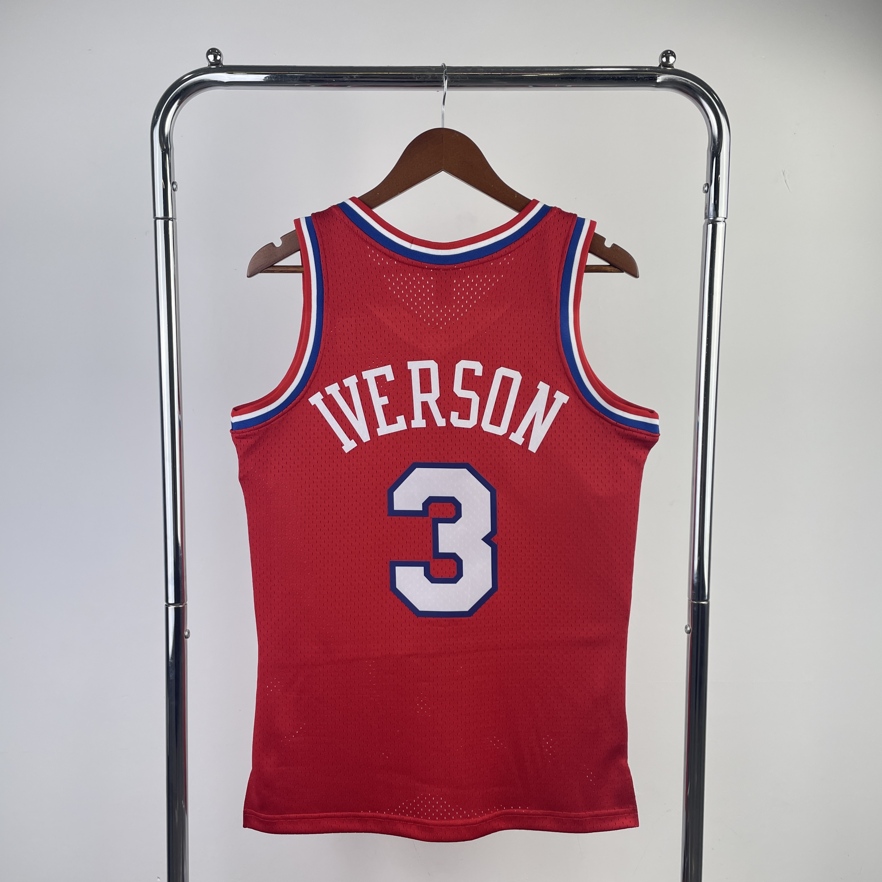 MN Fan edition hot Press throwback jersey 76ers 199697 rookie red No. 3 Iverson