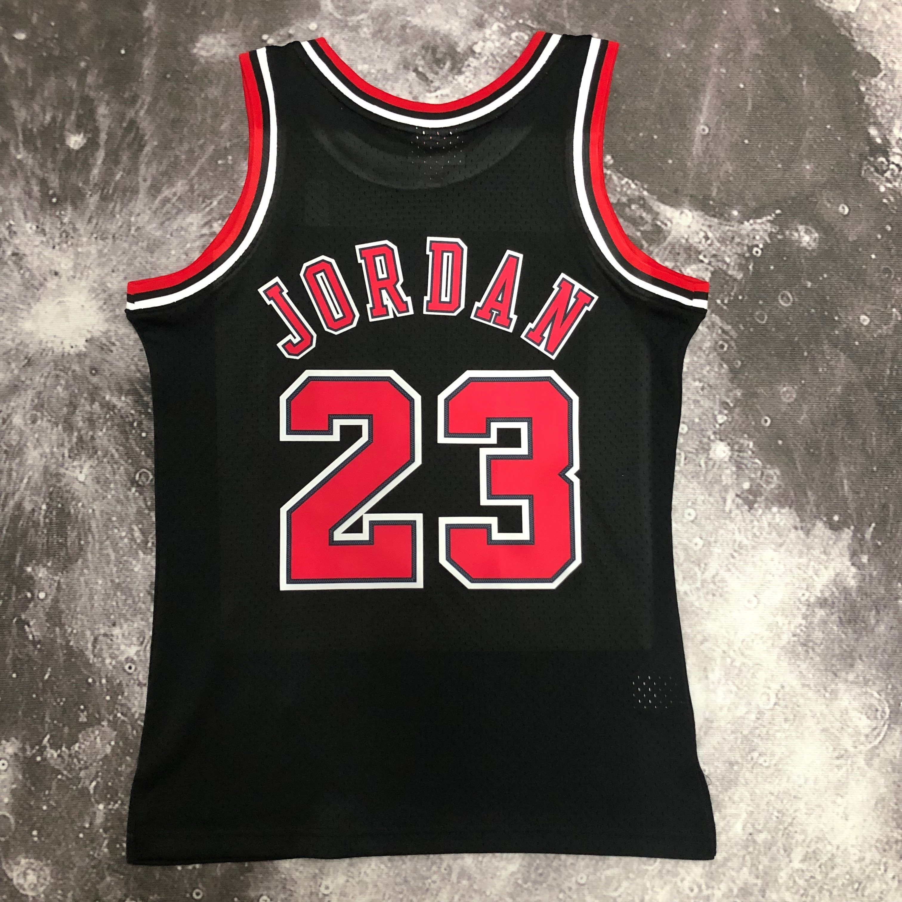 MN Hot Press Throwback Jersey SW Bulls' 98 Black No. 23 Jordan