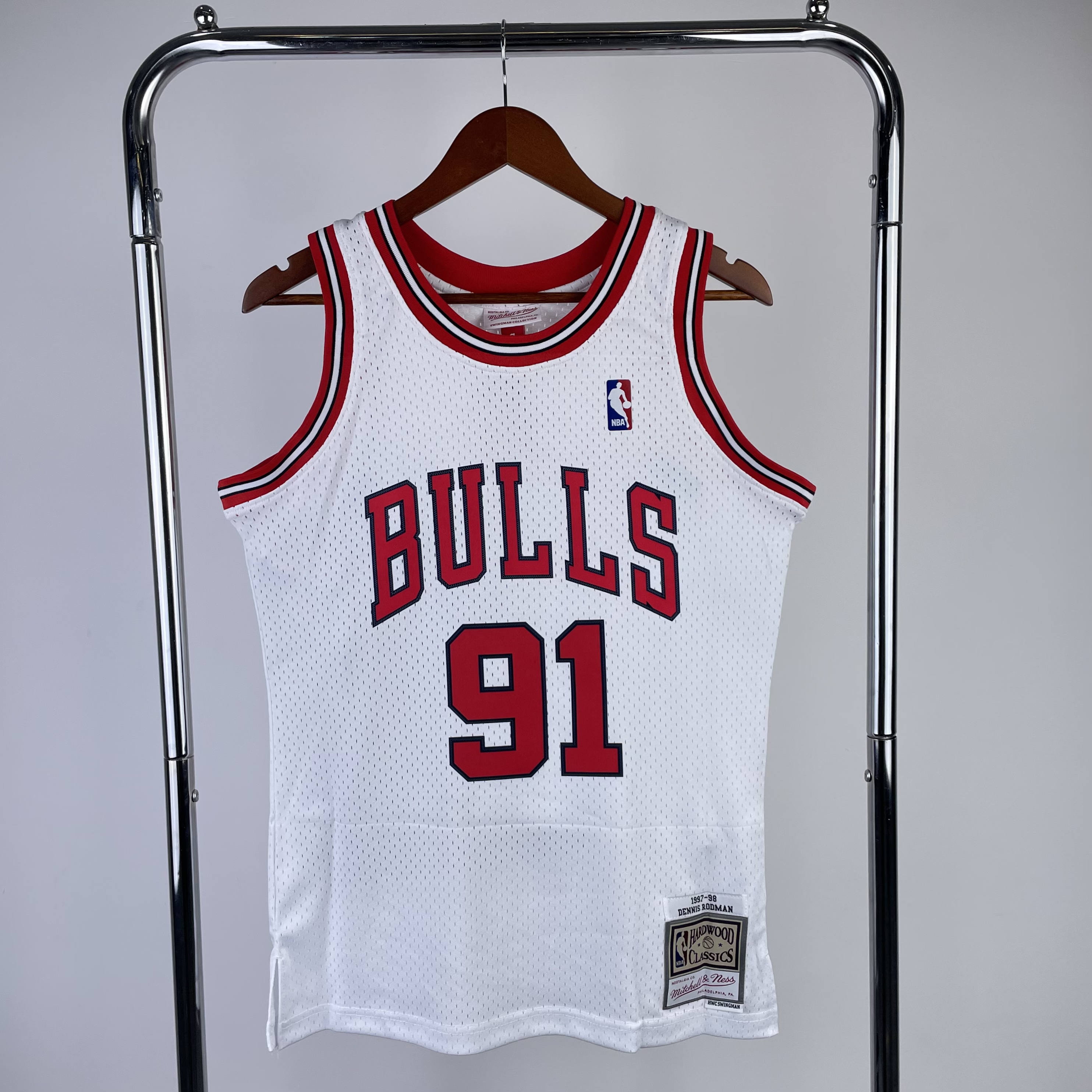 MN Hot Press Throwback jersey SW Bulls Season 98 white No. 91 Rodman