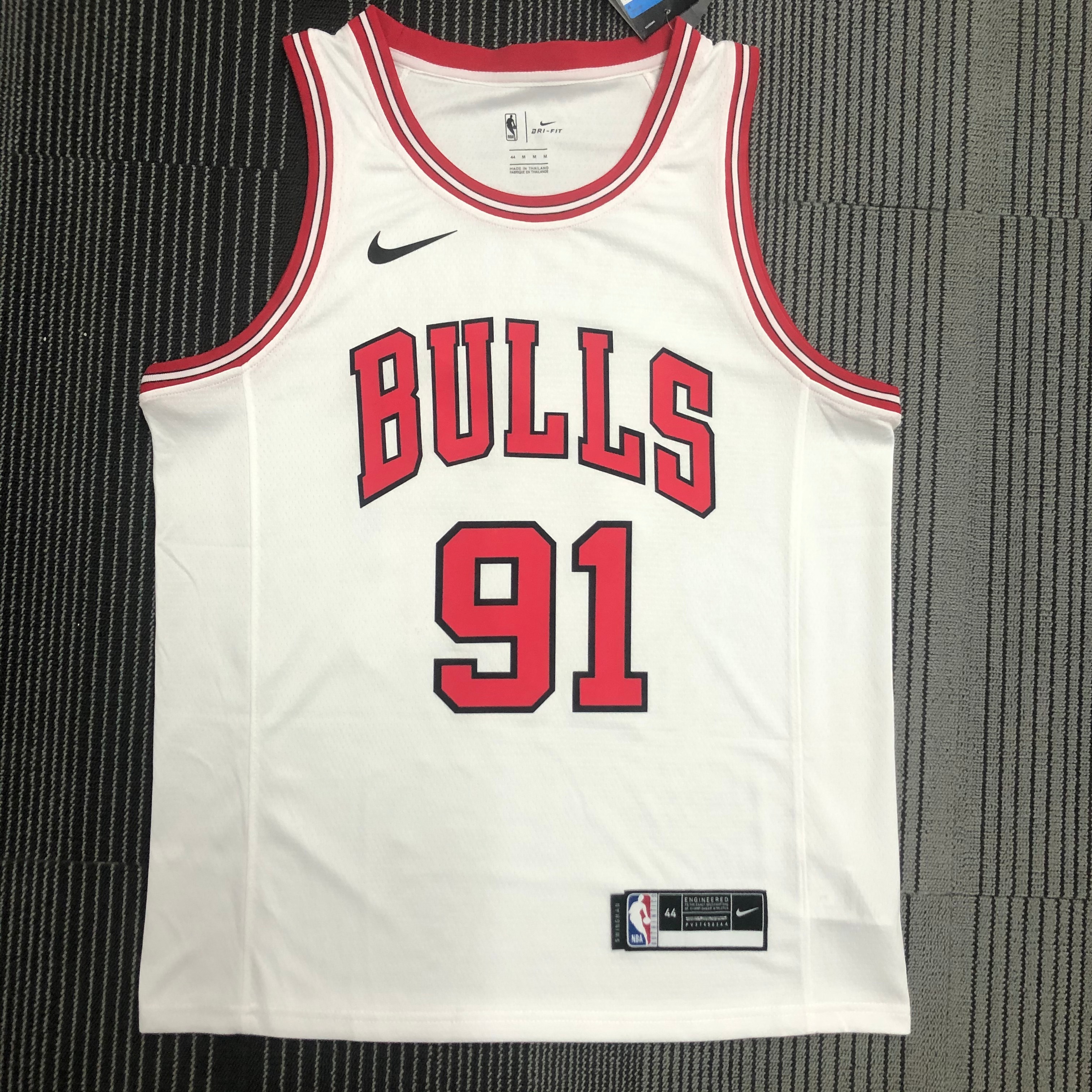 Bulls white number 91 Rodman