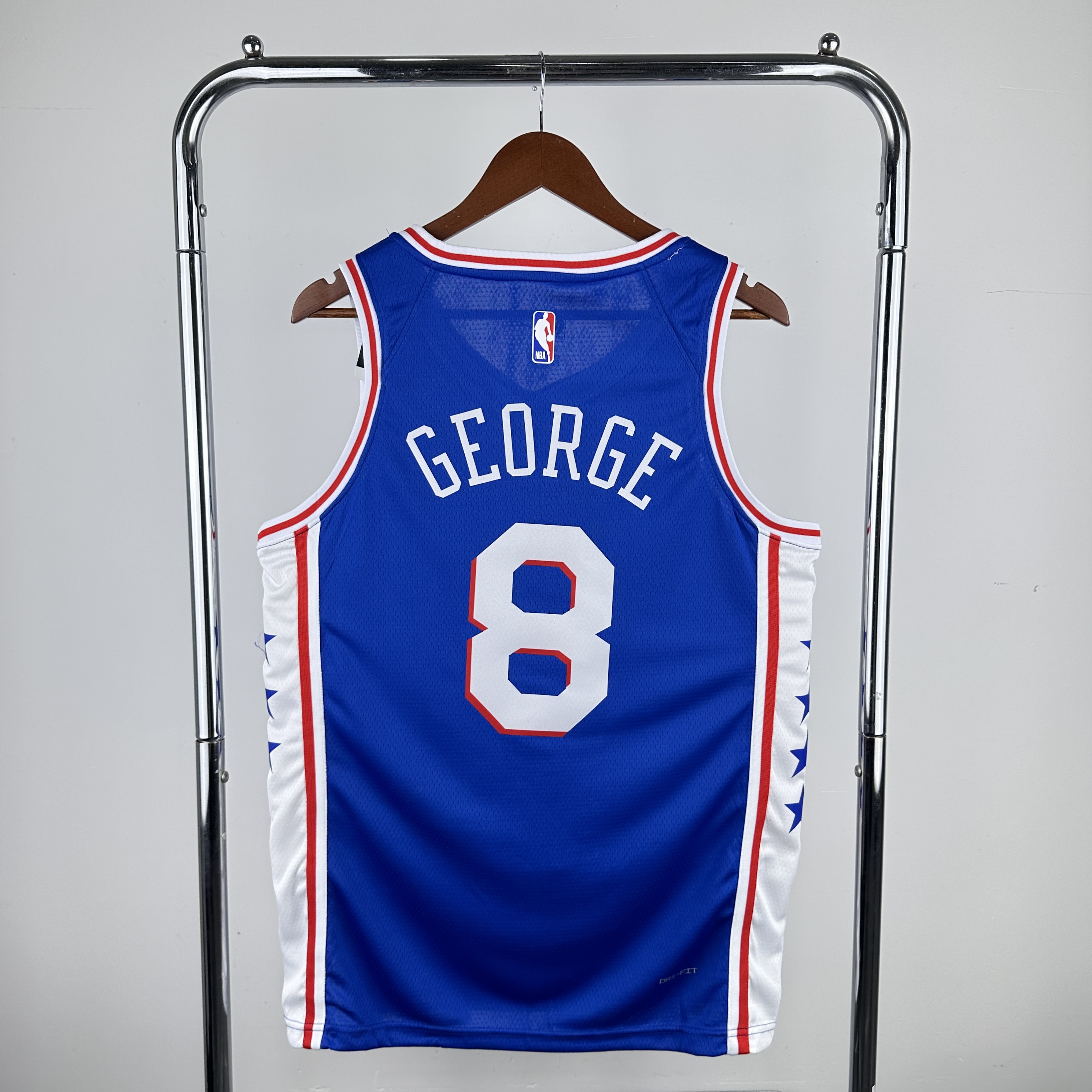 Season 23 76ers away blue No. 8 George