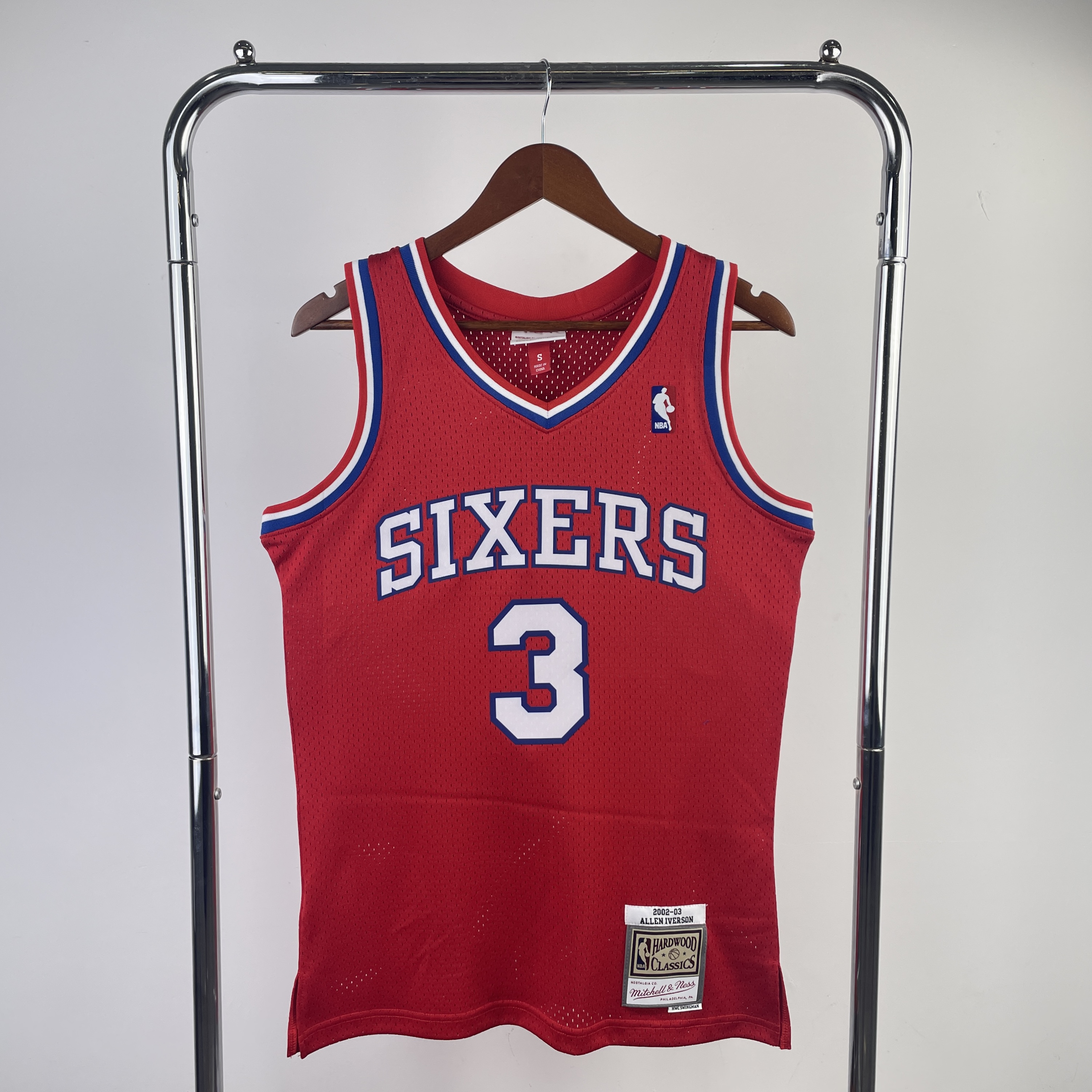 MN Fan edition hot Press throwback jersey 76ers 199697 rookie red No. 3 Iverson