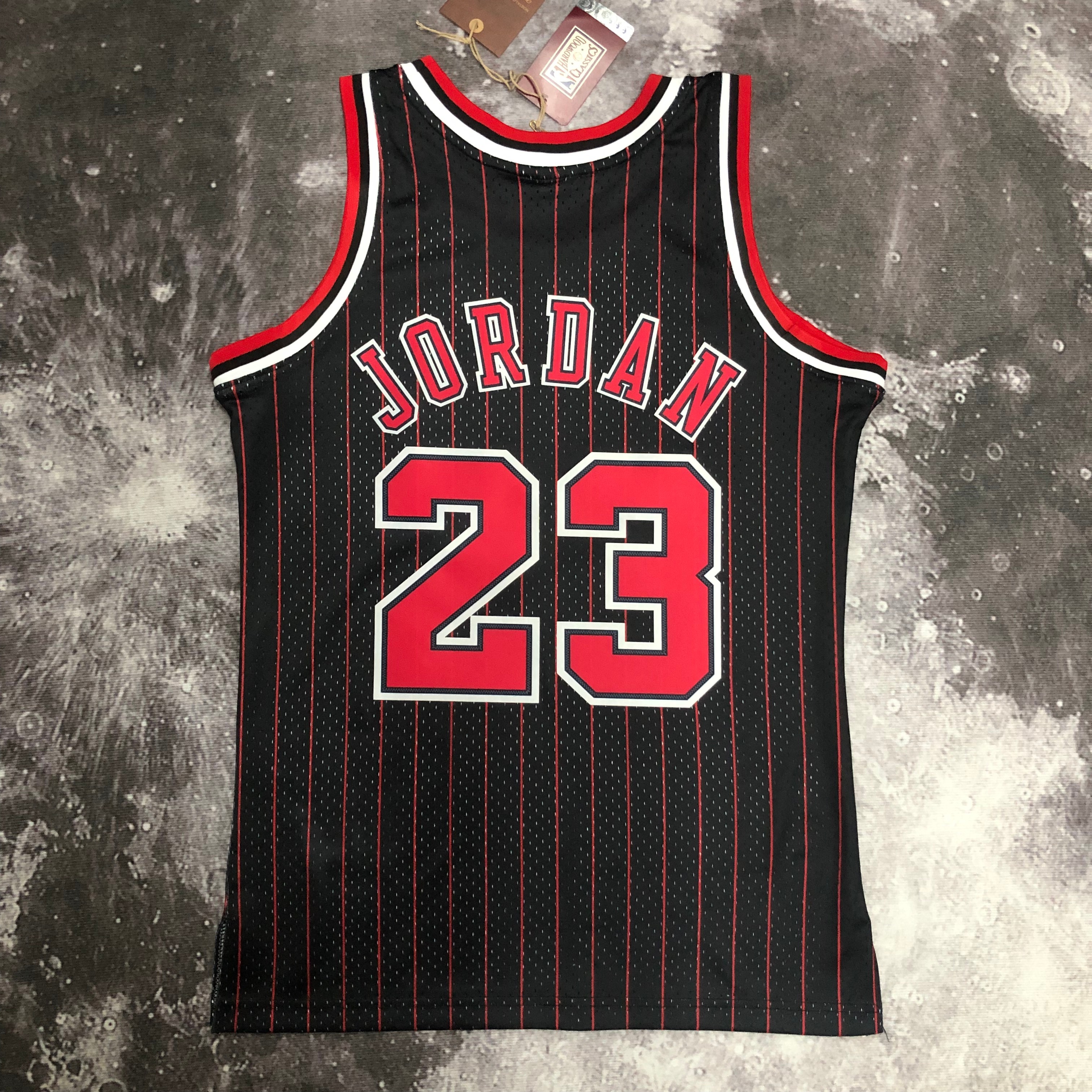 MN Hot Press Throwback jersey SW Bulls' 96 Black Stripes No. 23 Jordan