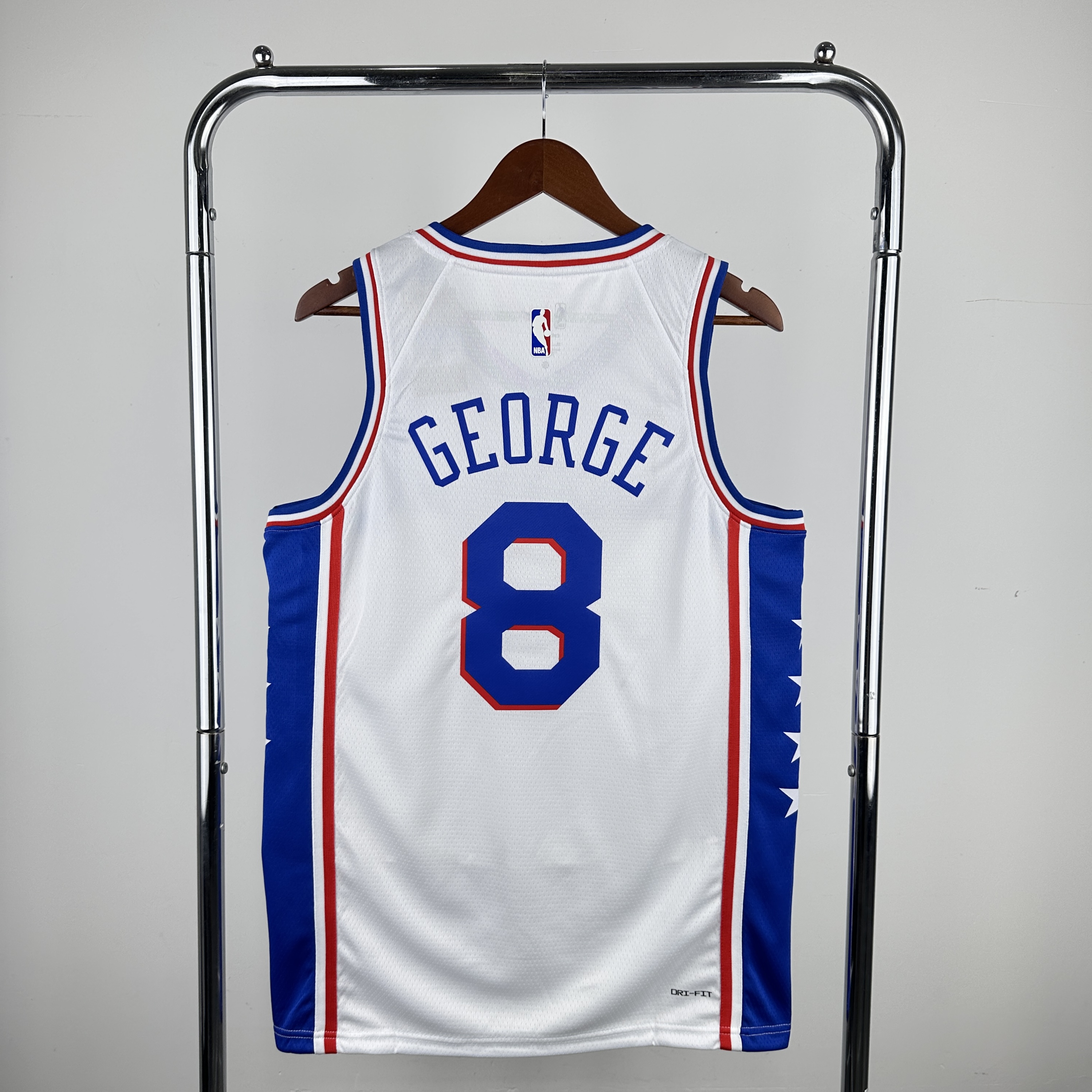 23 season 76ers home white No. 8 George