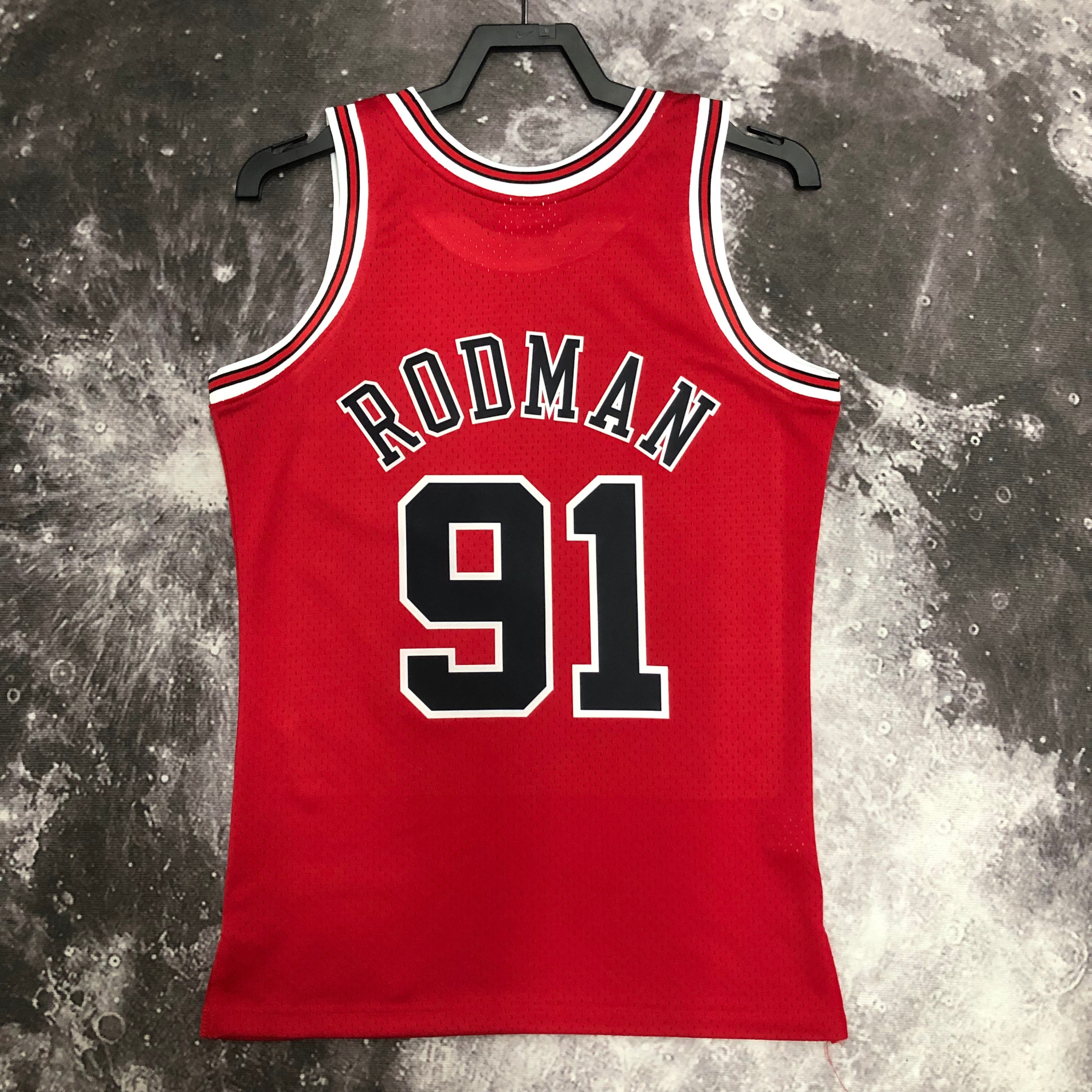 MN Hot Press throwback jersey SW Bulls' 98 season red No. 91 Rodman