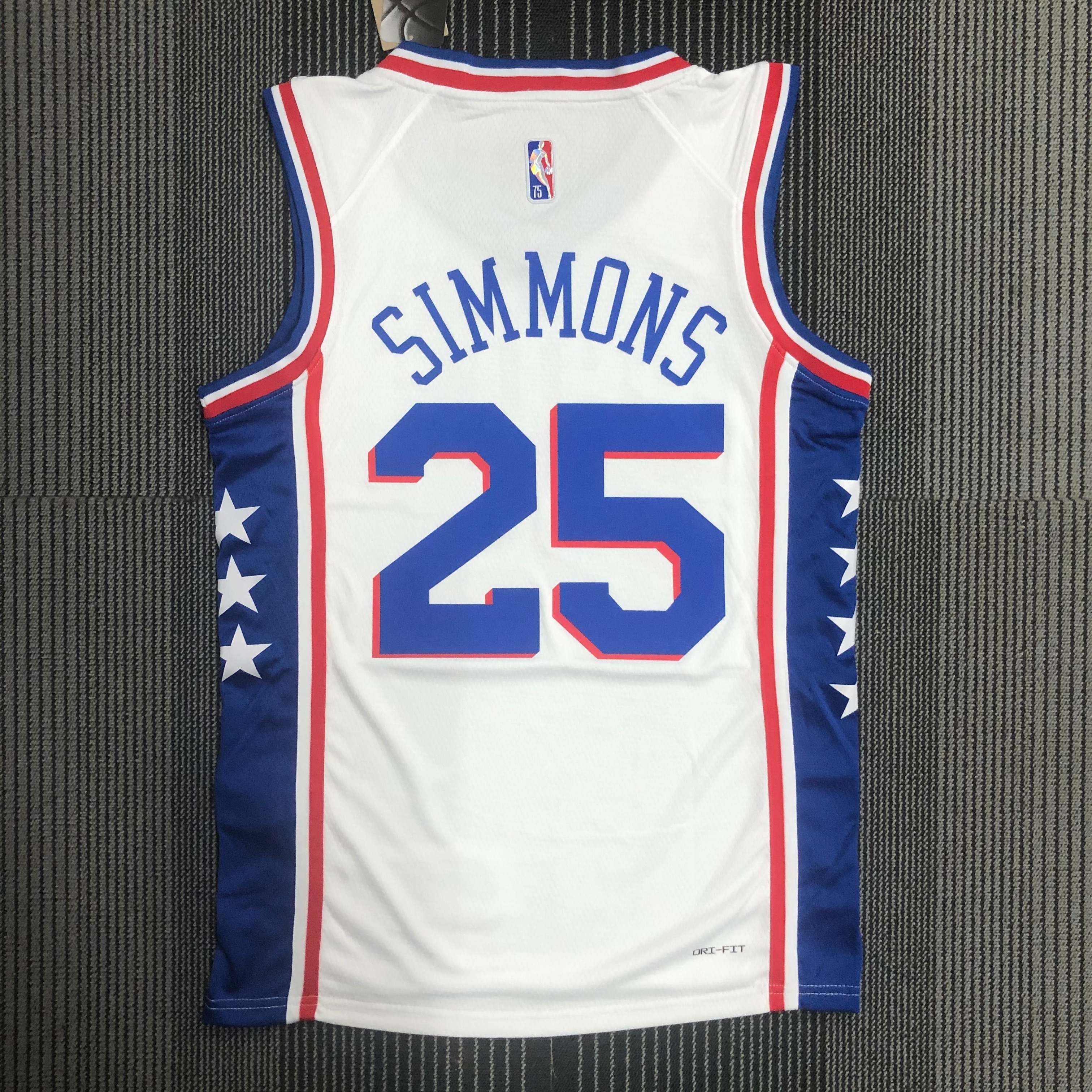 75th anniversary 76ers V-neck white # 25 Simmons
