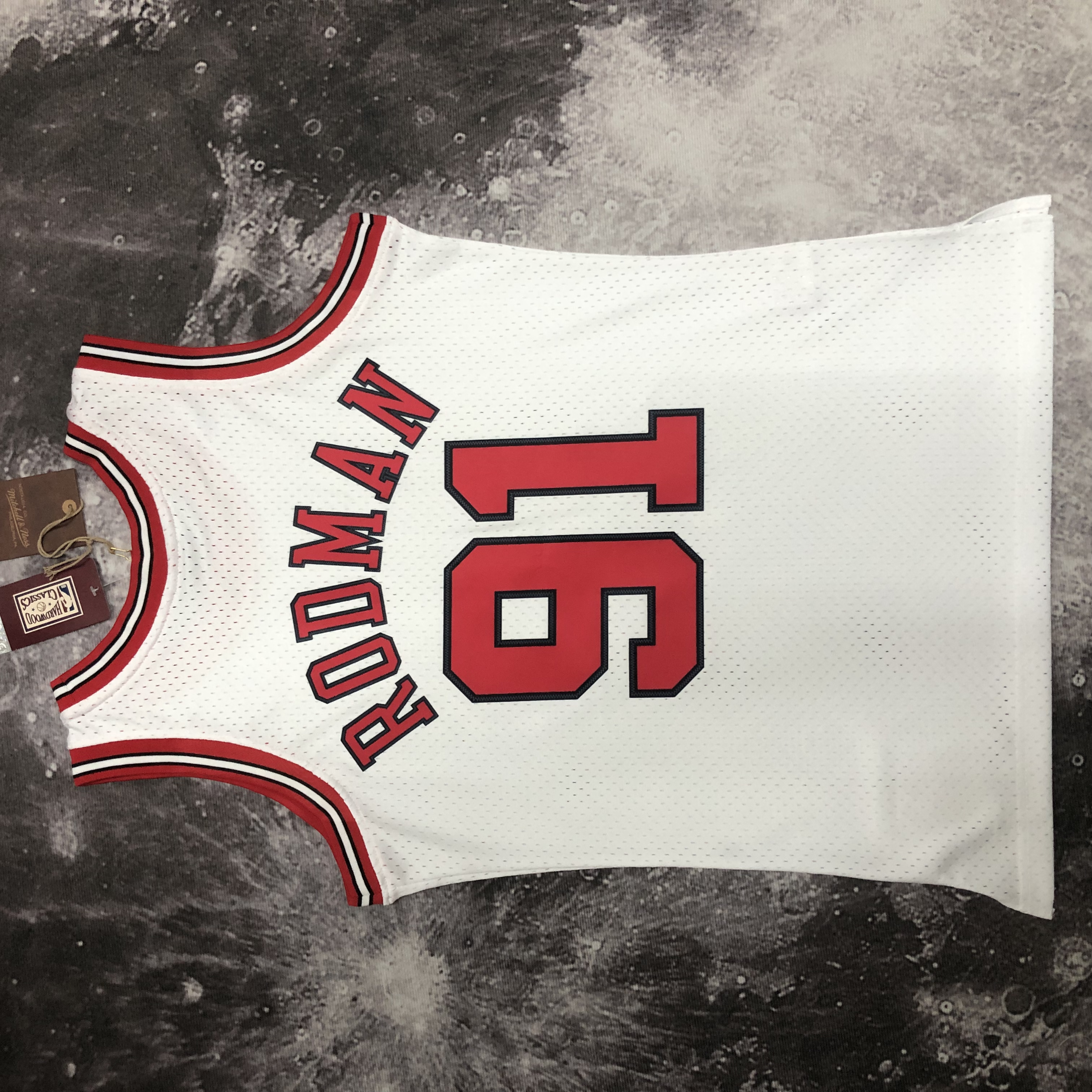 MN Hot Press Throwback jersey SW Bulls Season 98 white No. 91 Rodman
