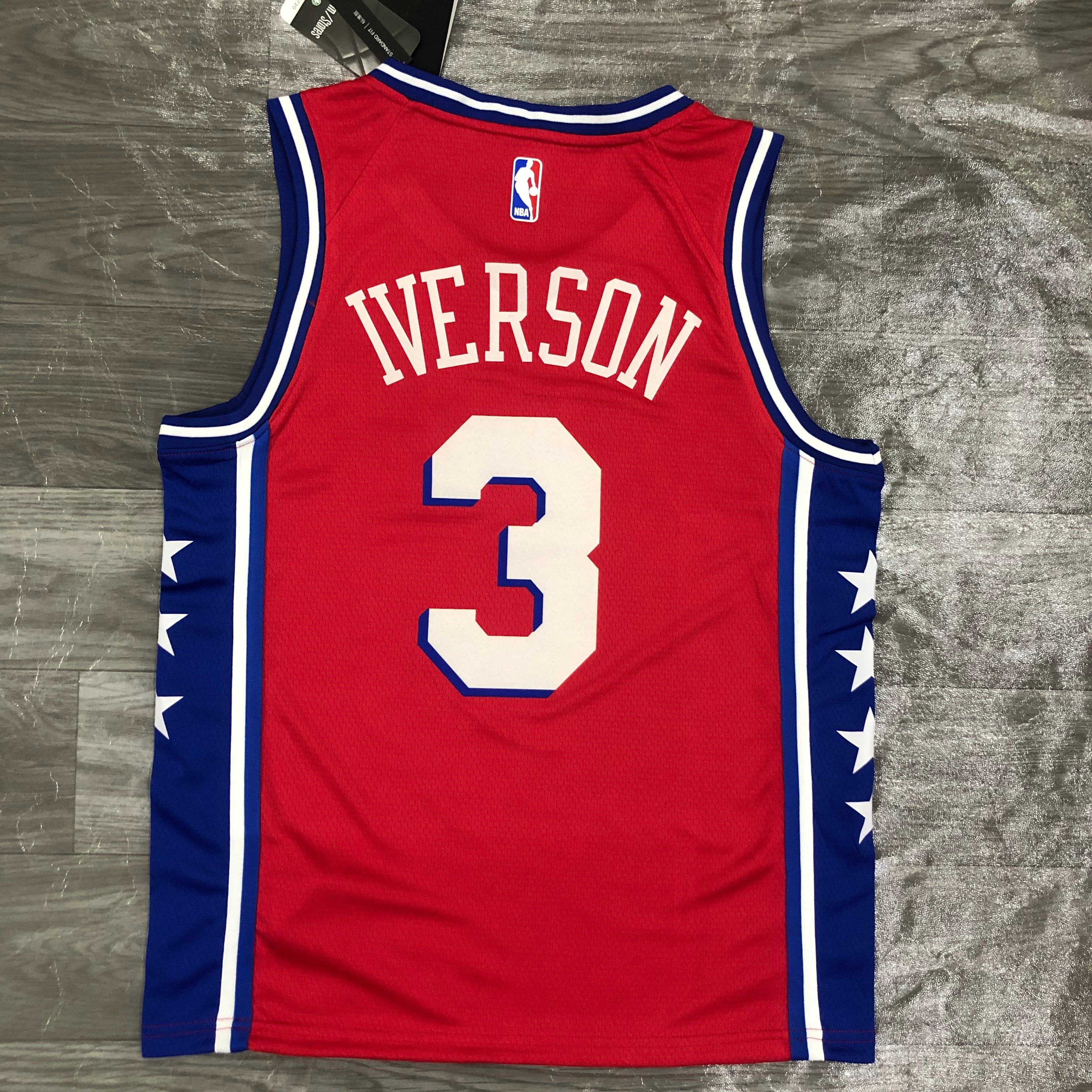 21 season 76ers Jordan theme red No. 3 Iverson