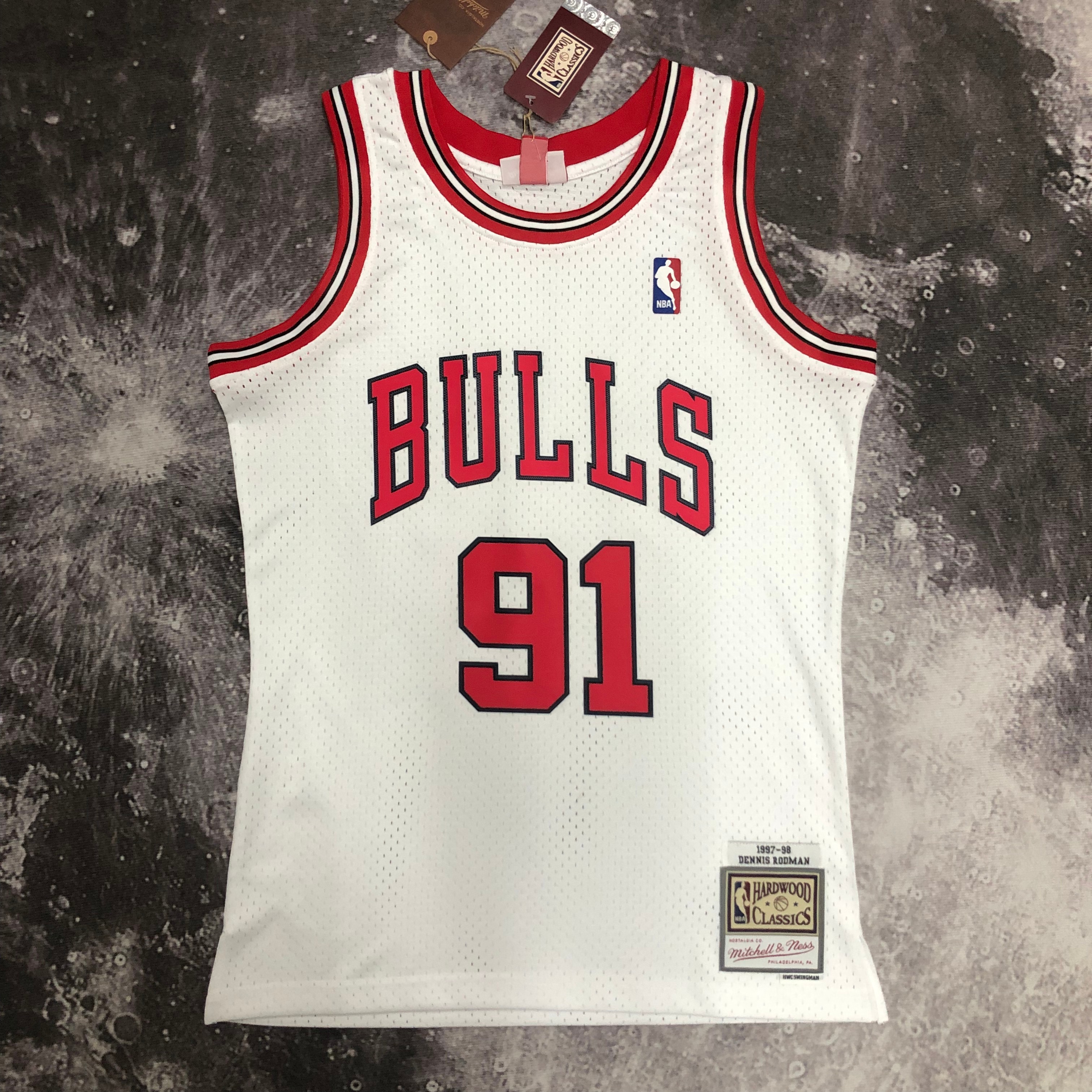 MN Hot Press Throwback jersey SW Bulls Season 98 white No. 91 Rodman