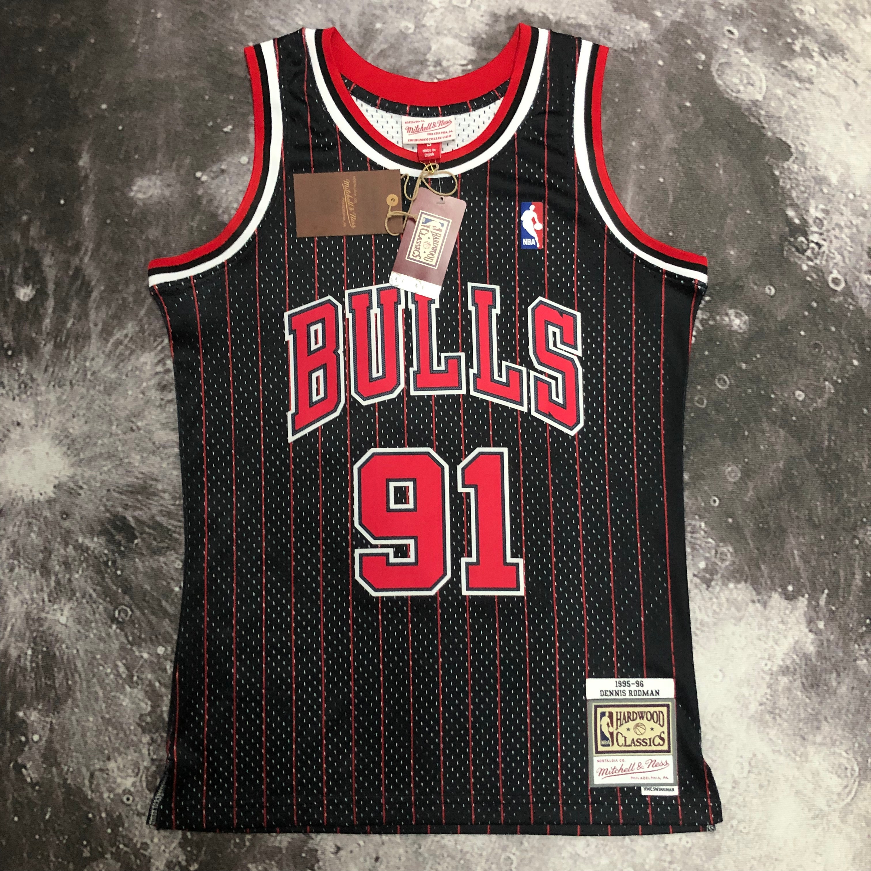 MN Hot Press Throwback jersey SW Bulls' 96 Black Stripes No. 91 Rodman
