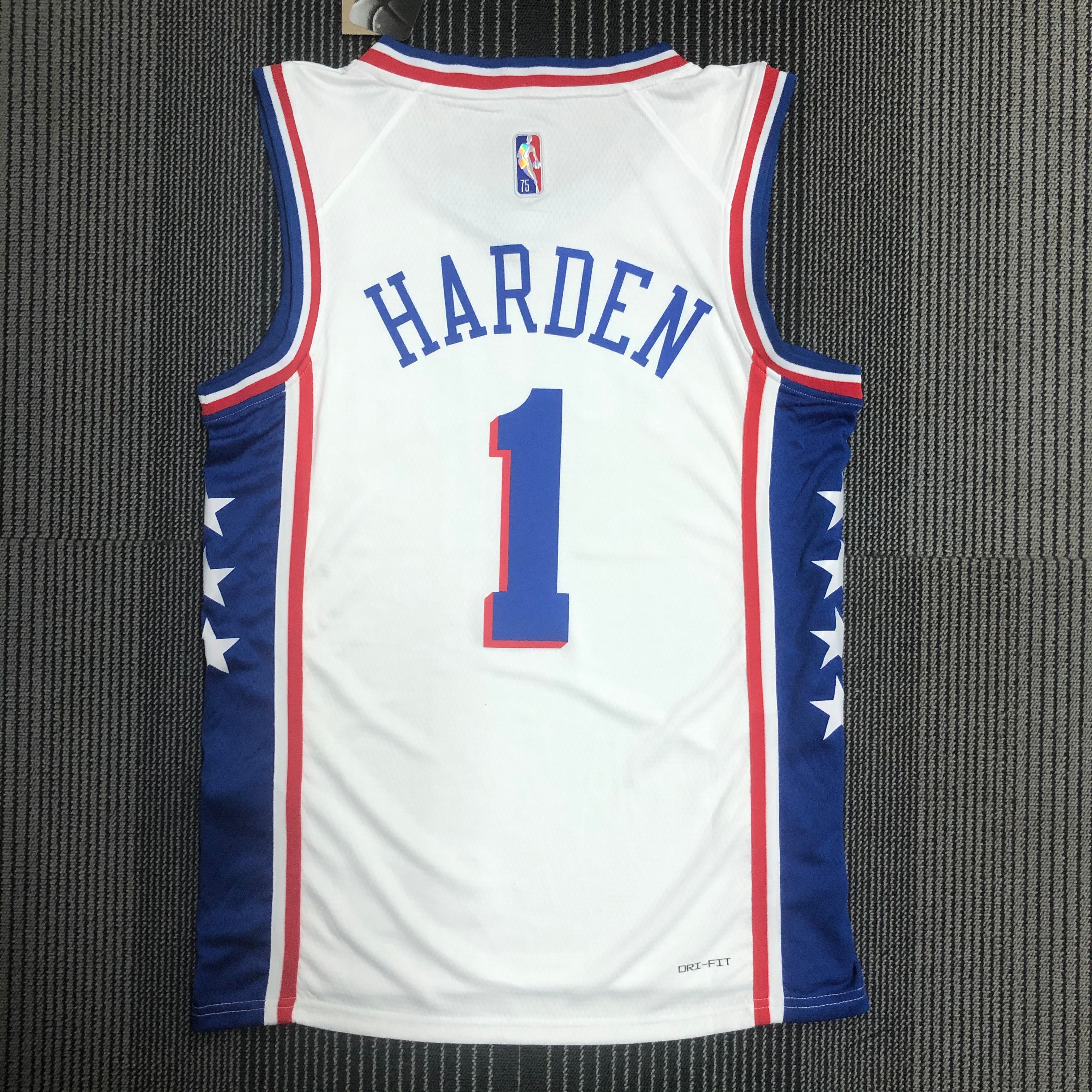 75th anniversary 76ers V-neck white # 1 Harden
