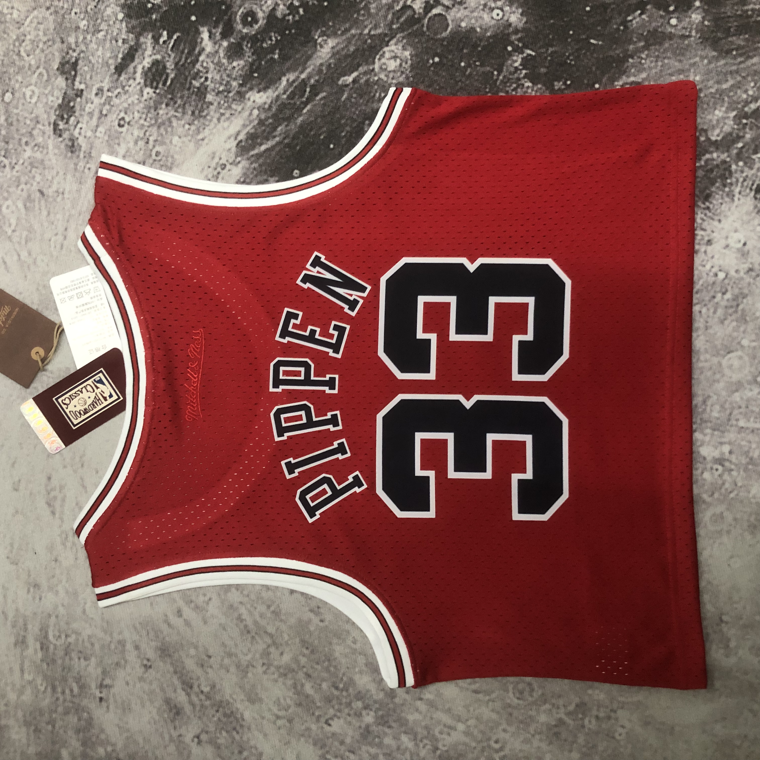 MN Women's crop throwback jersey Bulls red No. 33 Pippen