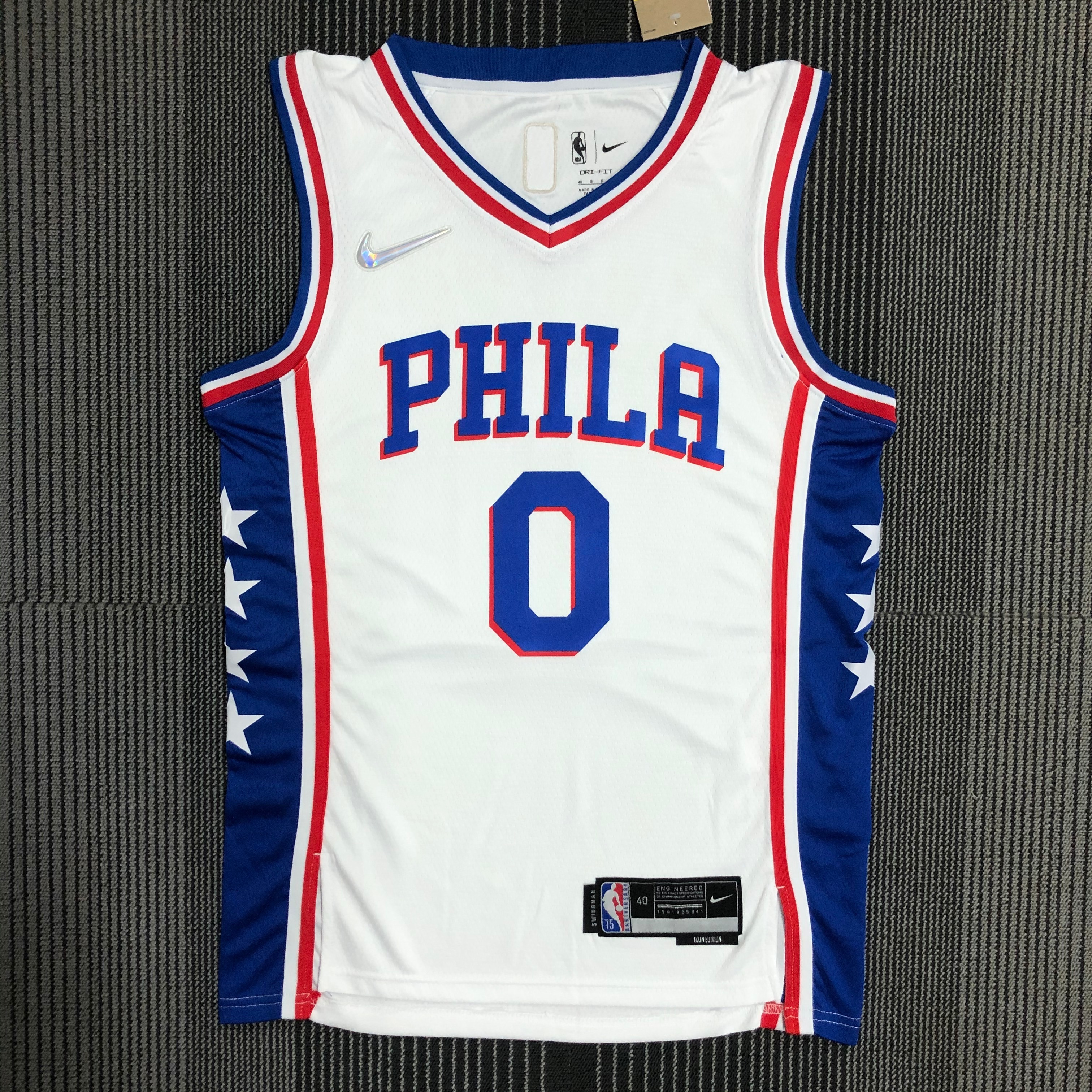 75th anniversary Sixers White No. 0 Maxey