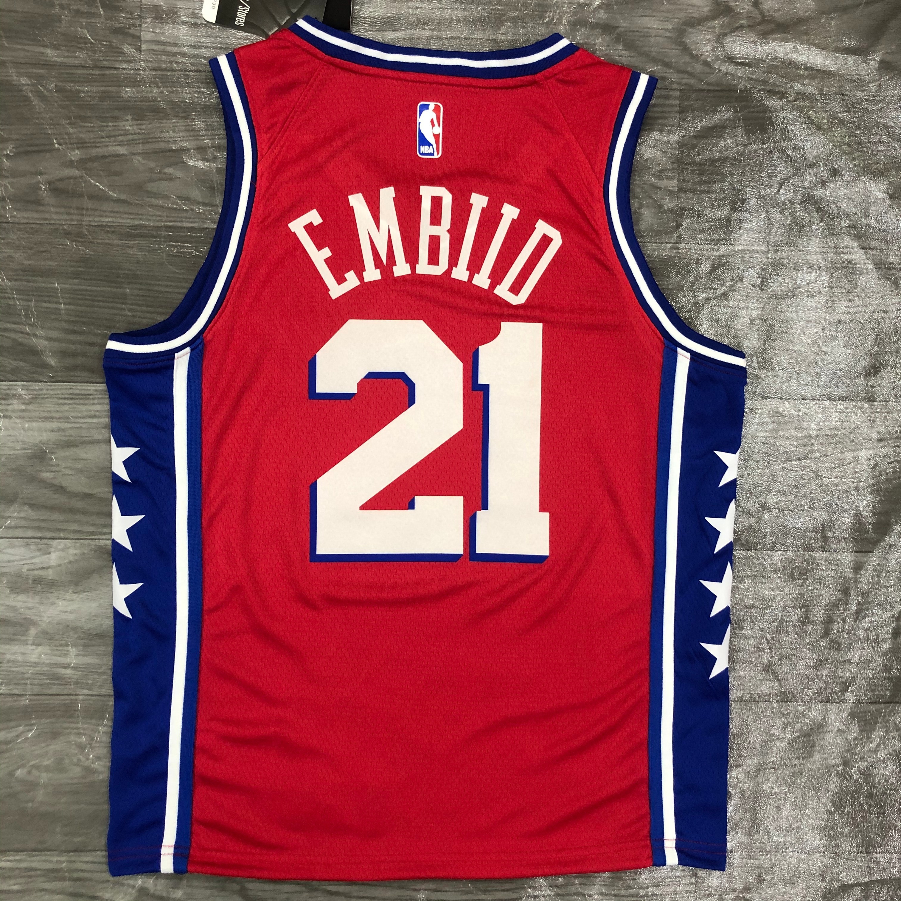 Season 21 76ers Jordan theme red # 21 Embiid