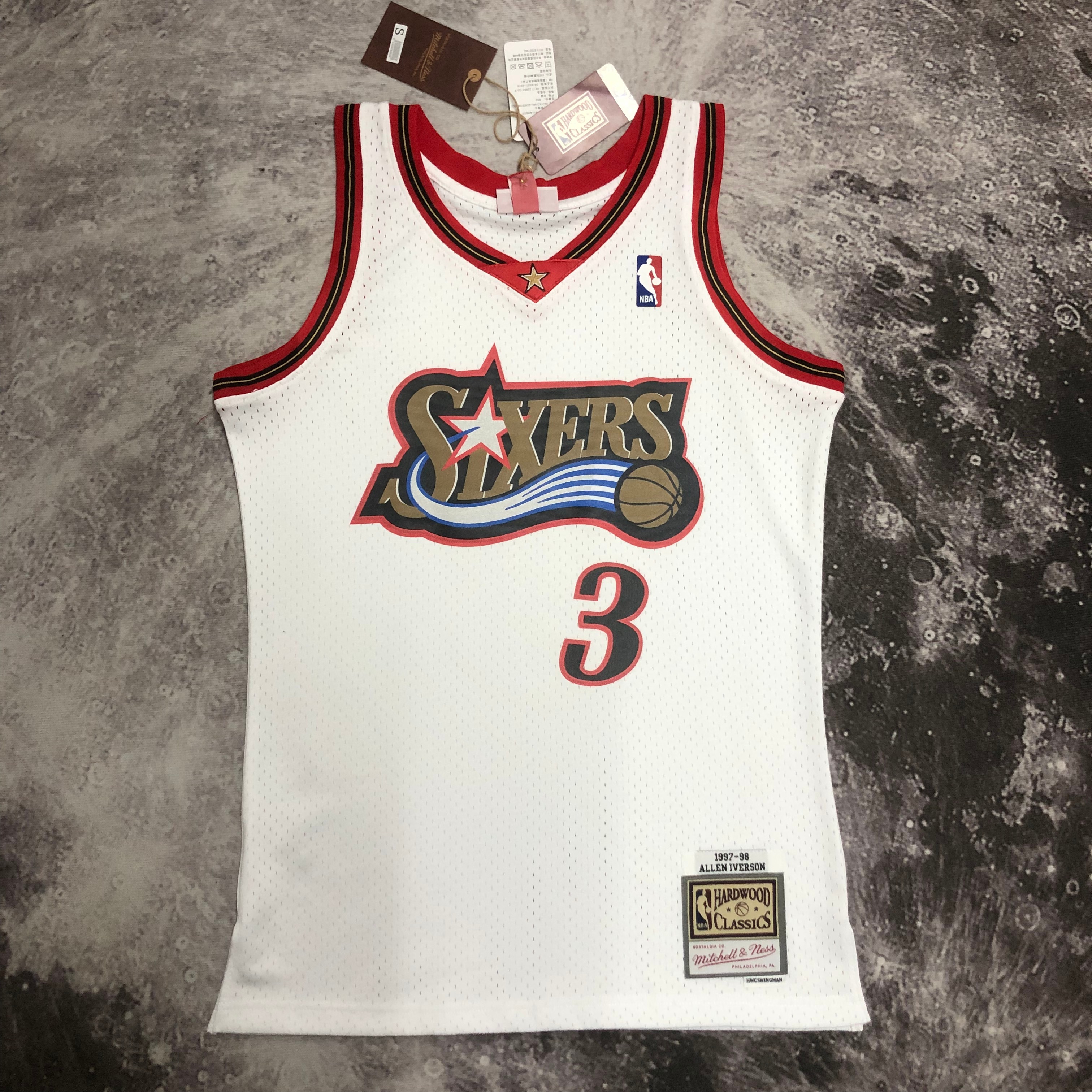 MN Hot Press throwback jersey SW 76ers Season 98 white No. 3 Iverson