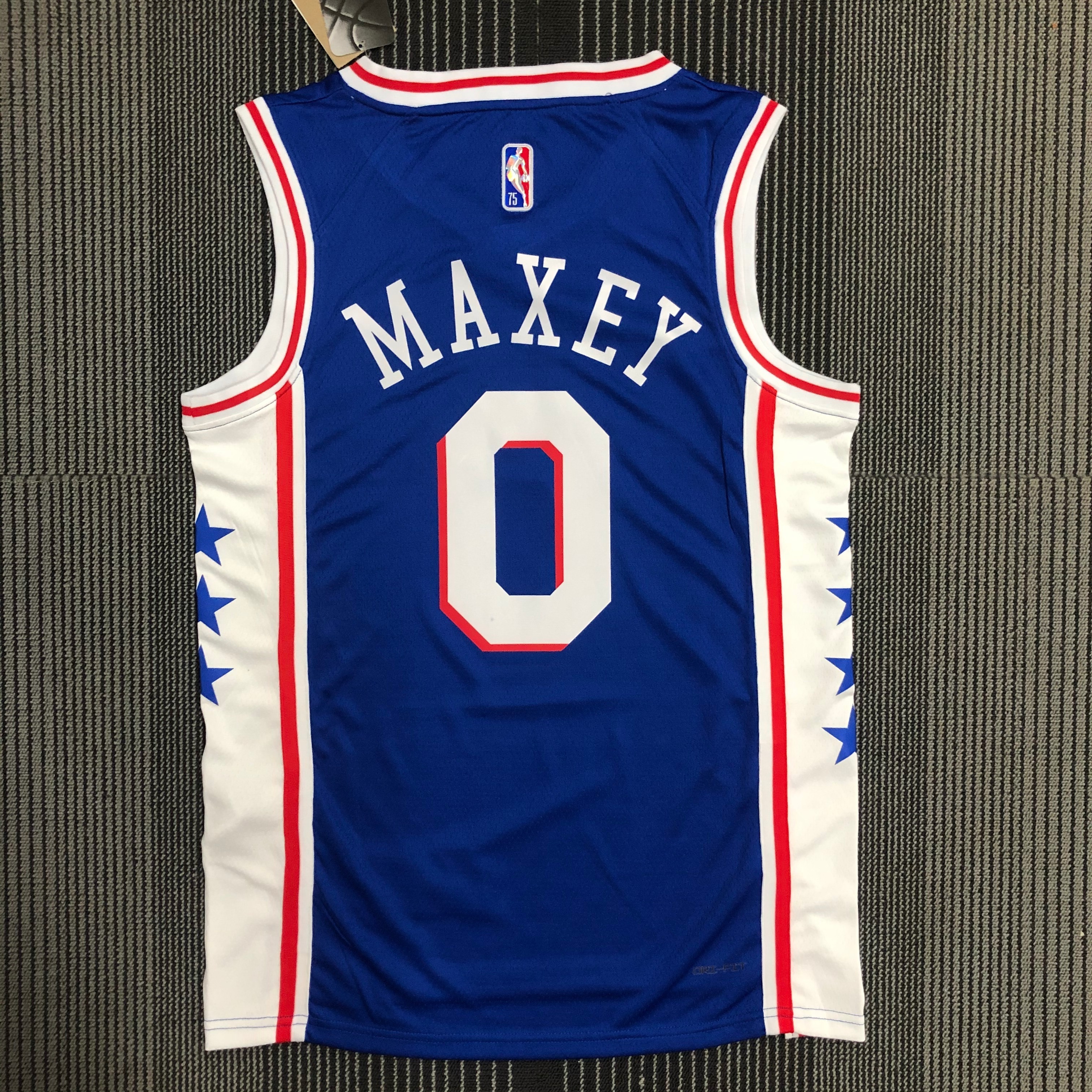 75th anniversary Sixers Blue No. 0 Maxey