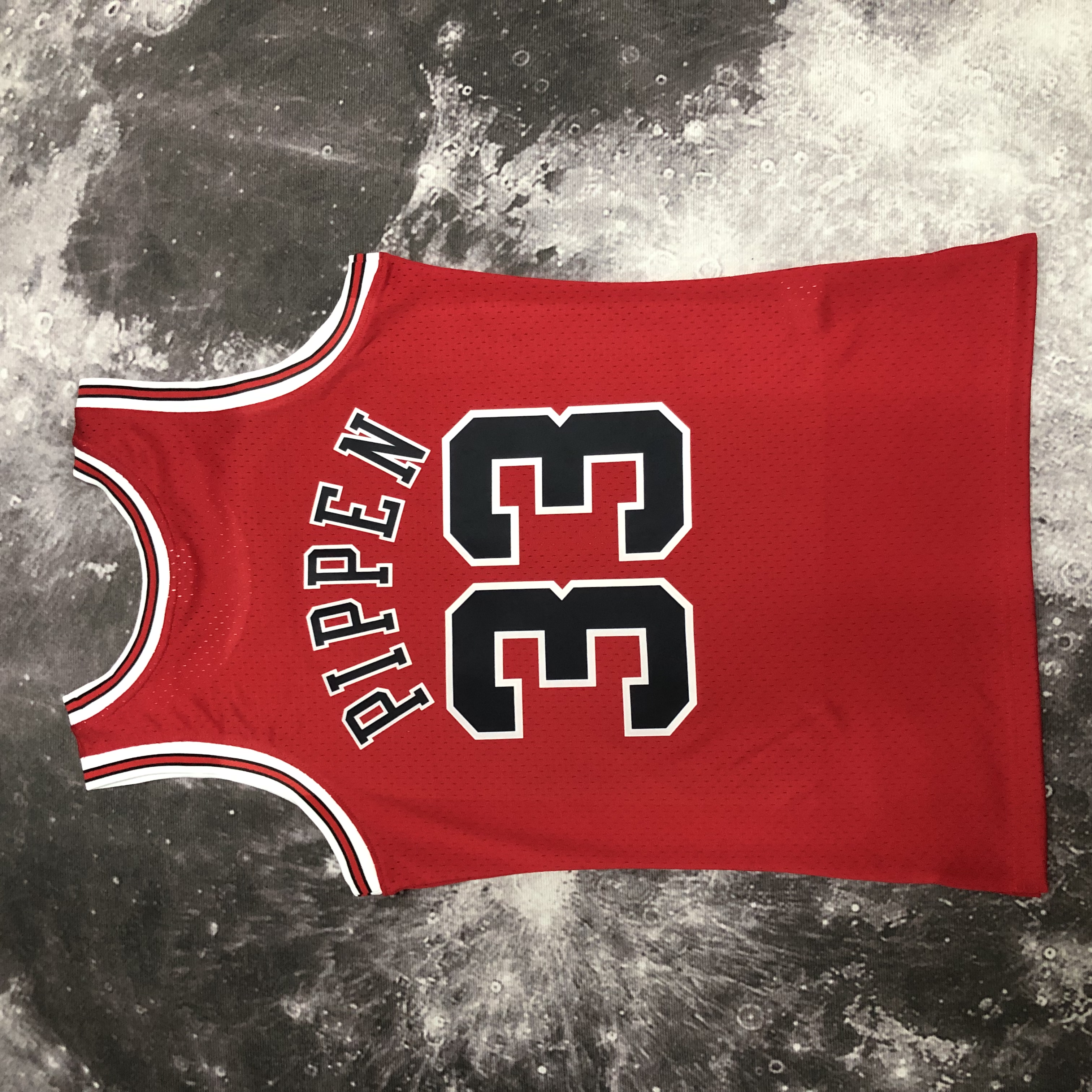 MN Hot pressed throwback jersey SW Bulls' 98 season red No. 33 Pippen