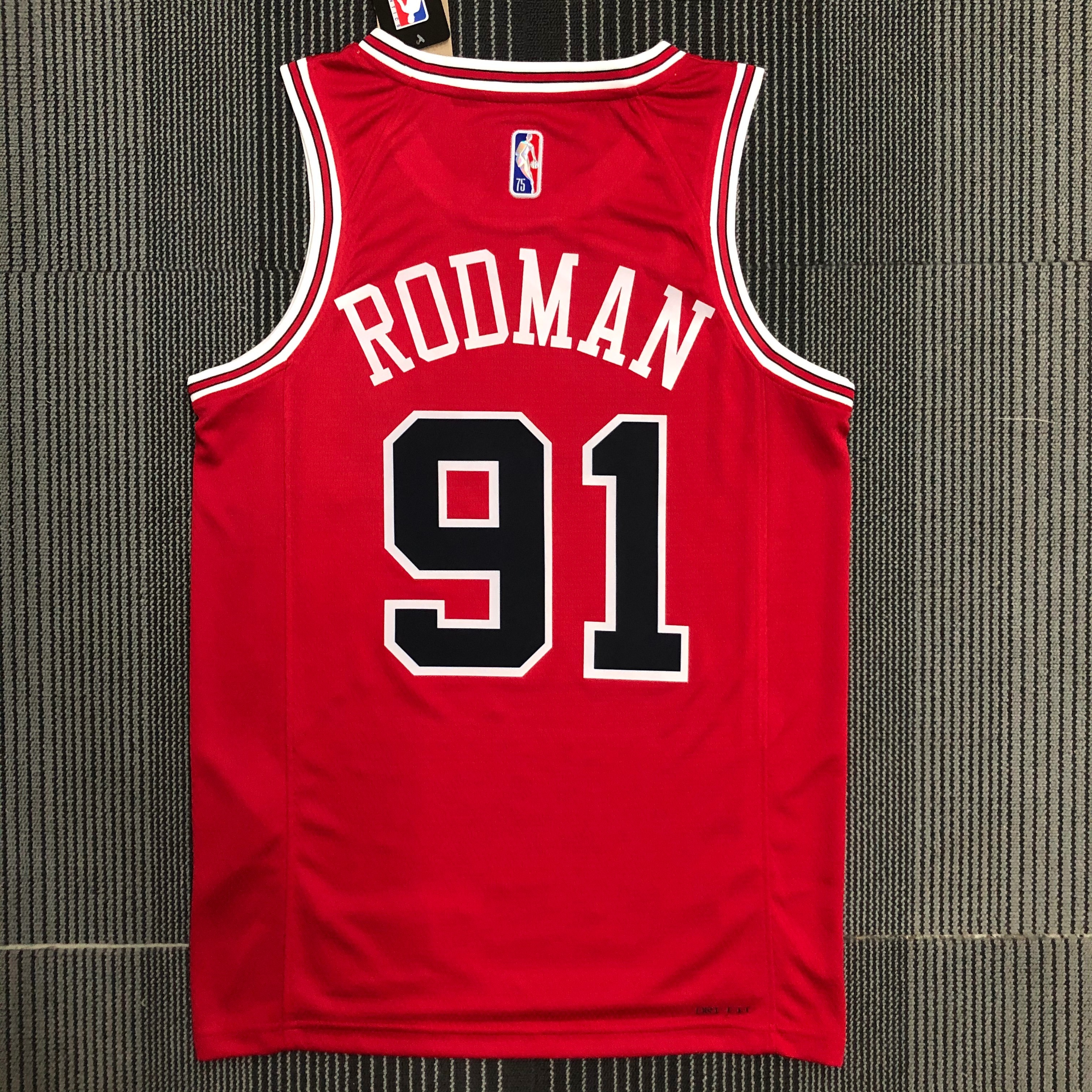 75th anniversary Bulls red No. 91 Rodman