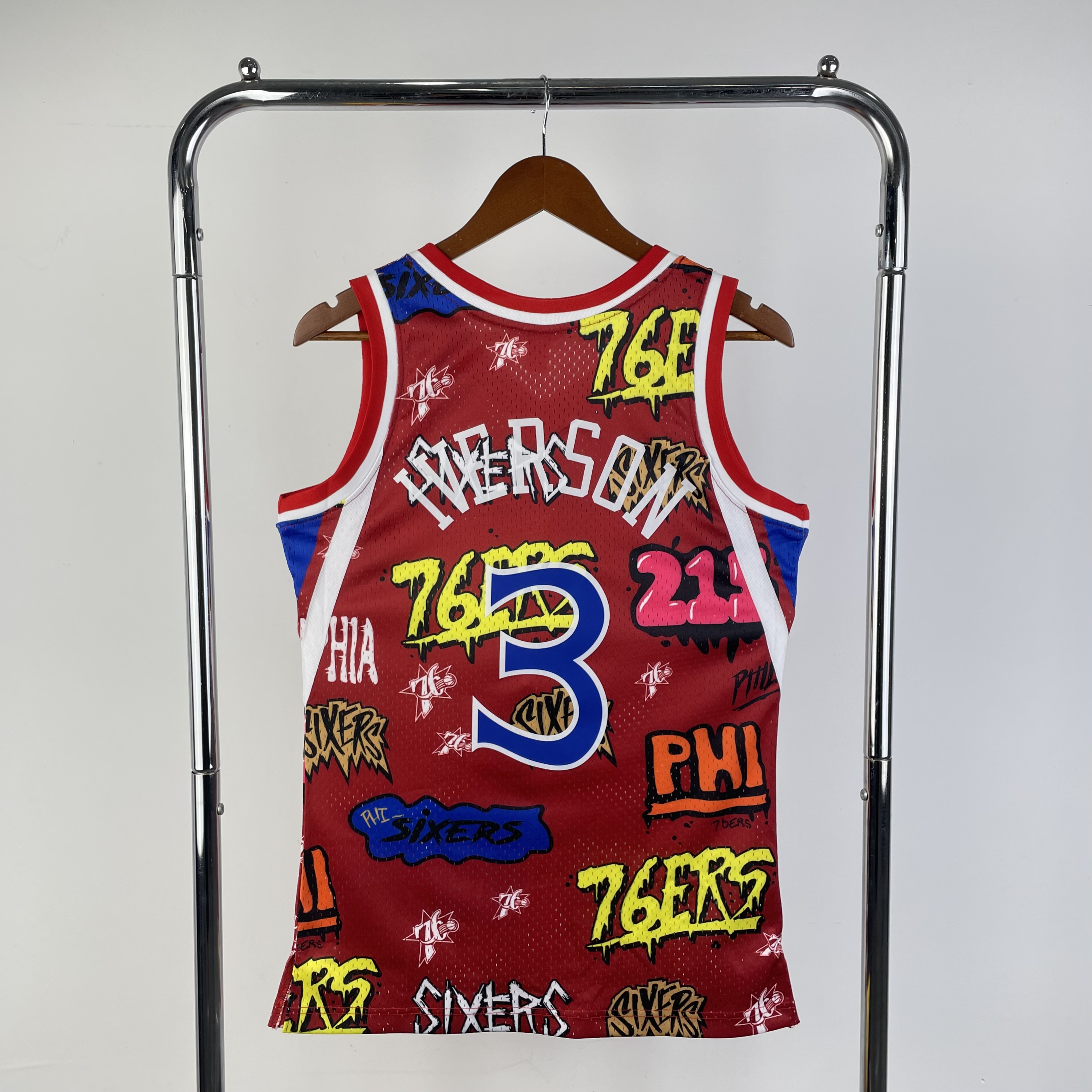 MN Hot Press Throwback jersey SW 76ers 9697 season doodle No. 3 Allen Iverson