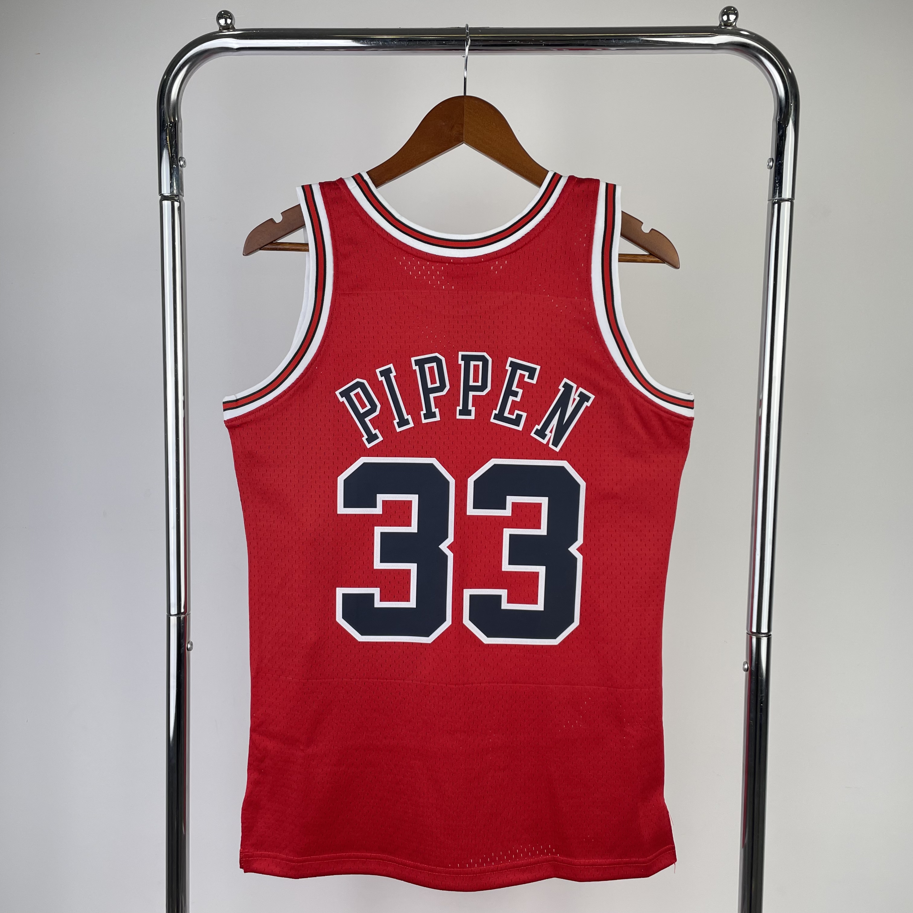 MN Hot pressed throwback jersey SW Bulls' 98 season red No. 33 Pippen