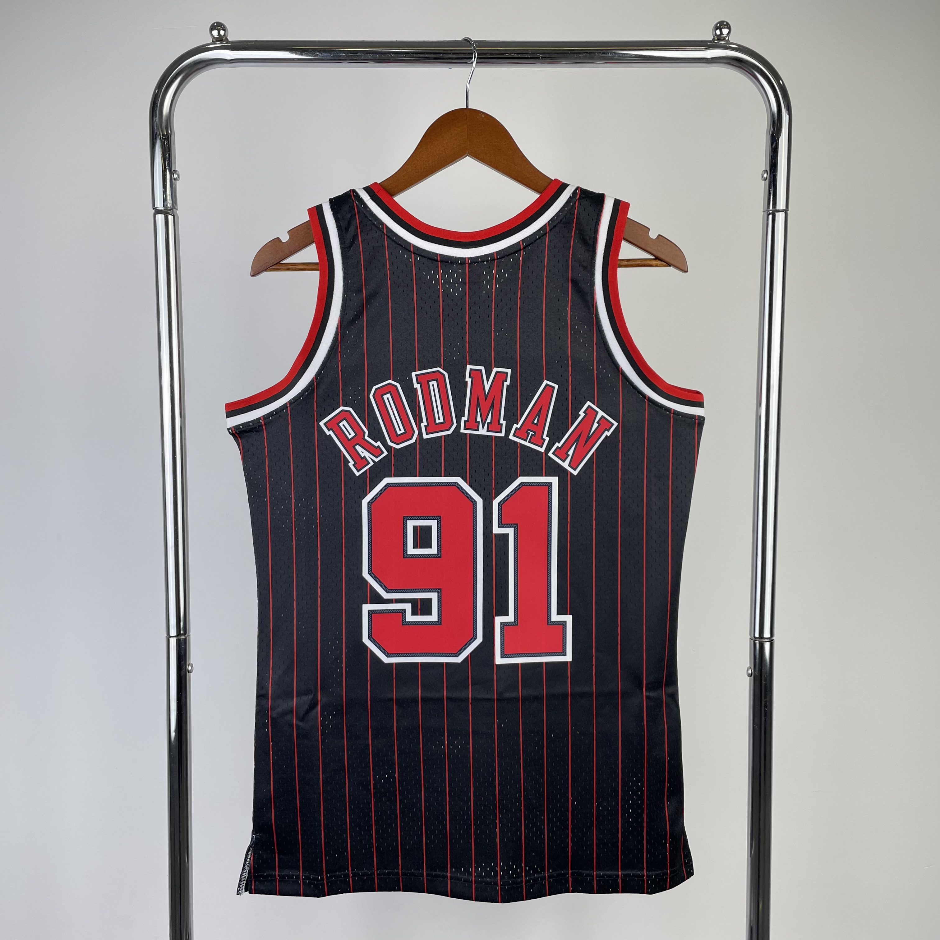 MN Hot Press Throwback jersey SW Bulls' 96 Black Stripes No. 91 Rodman