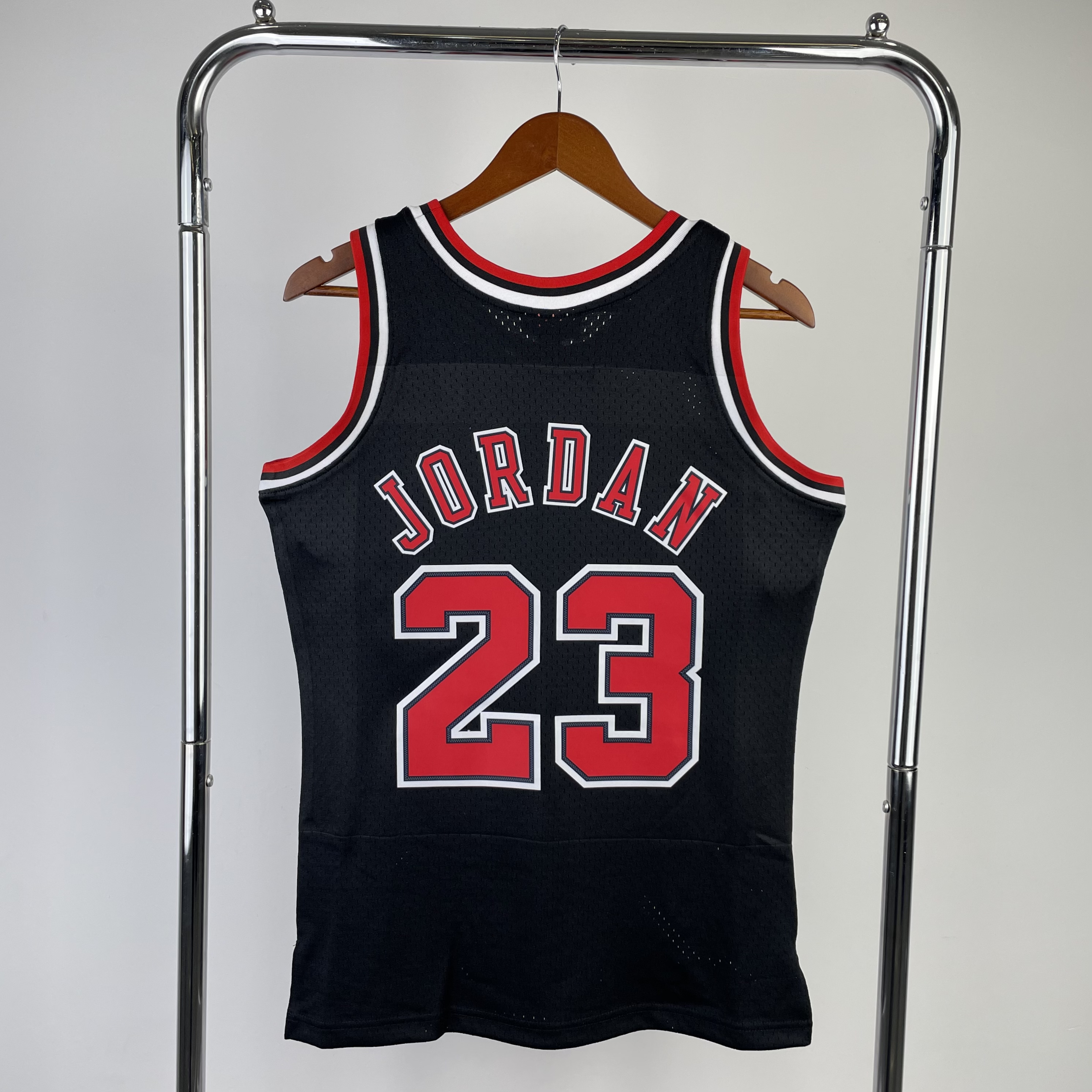 MN Hot Press Throwback Jersey SW Bulls' 98 Black No. 23 Jordan