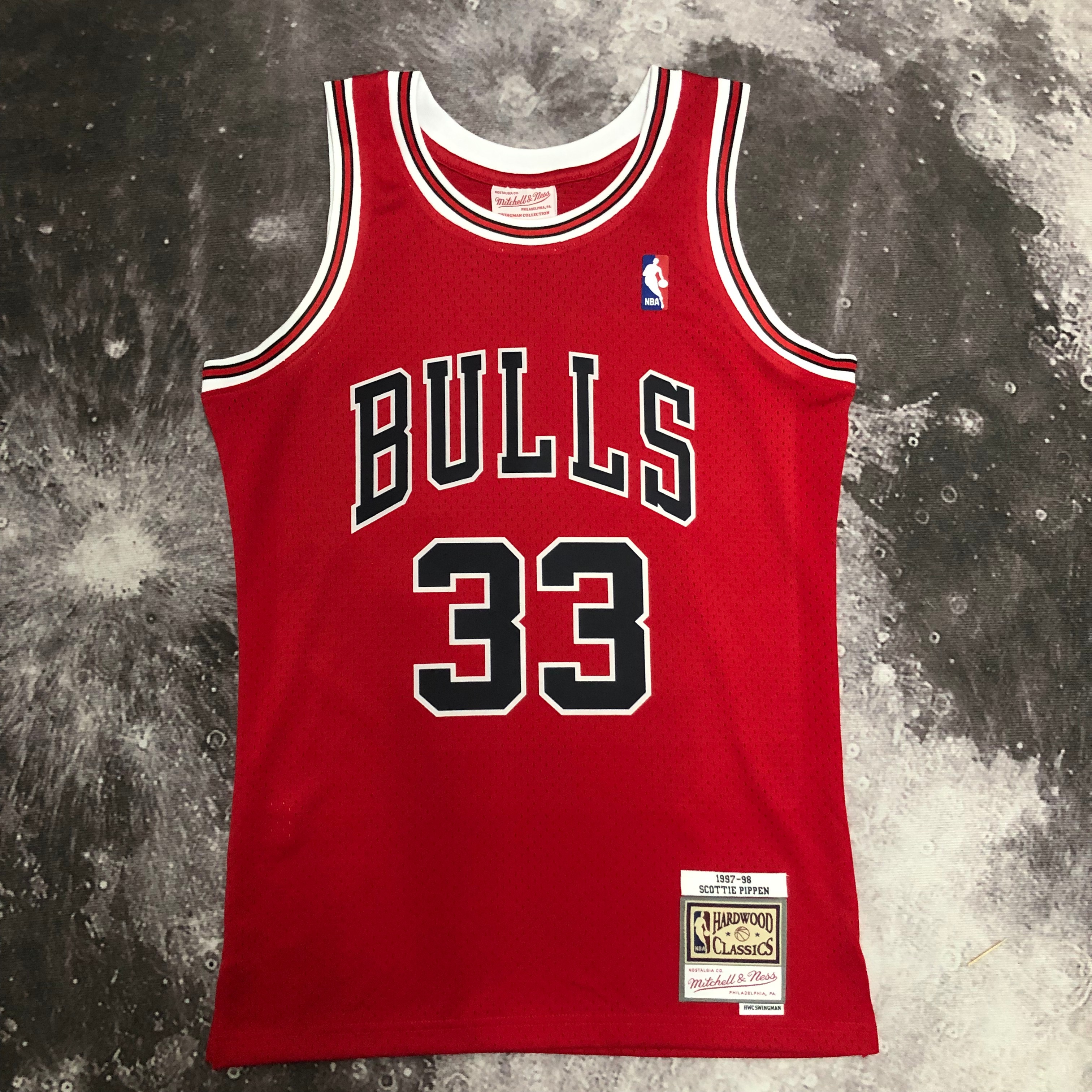 MN Hot pressed throwback jersey SW Bulls' 98 season red No. 33 Pippen