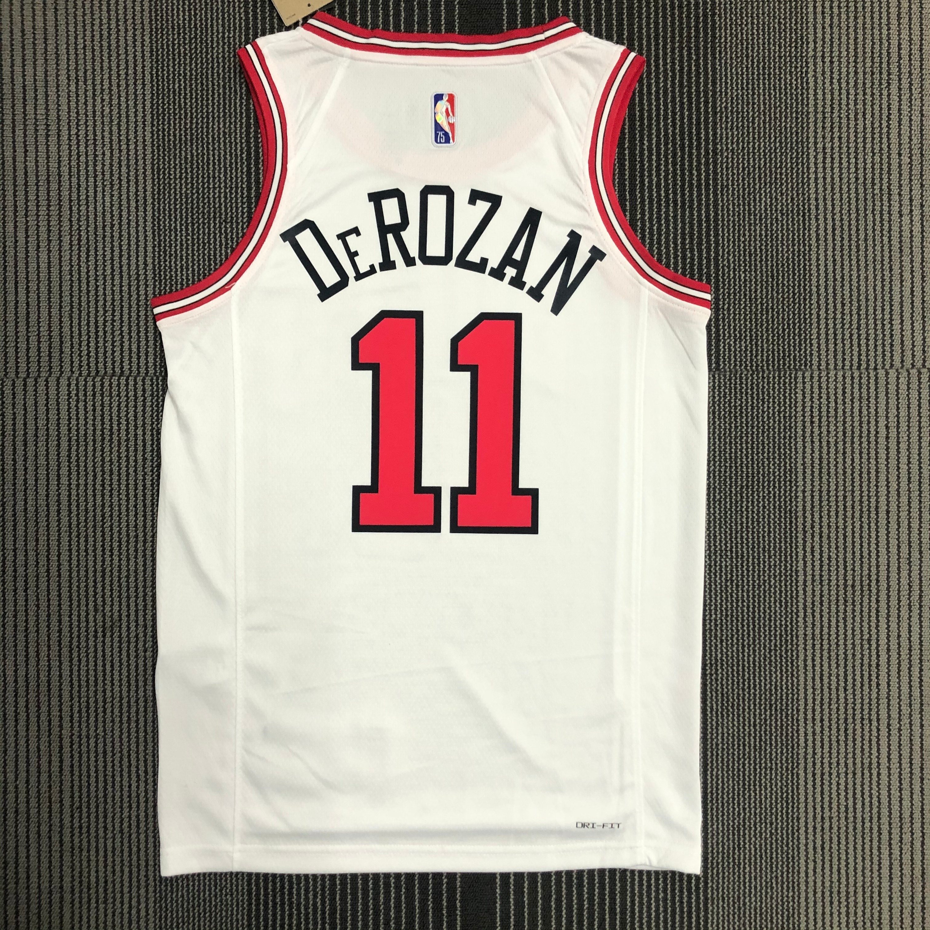 75th anniversary Bulls white number 11 derozan
