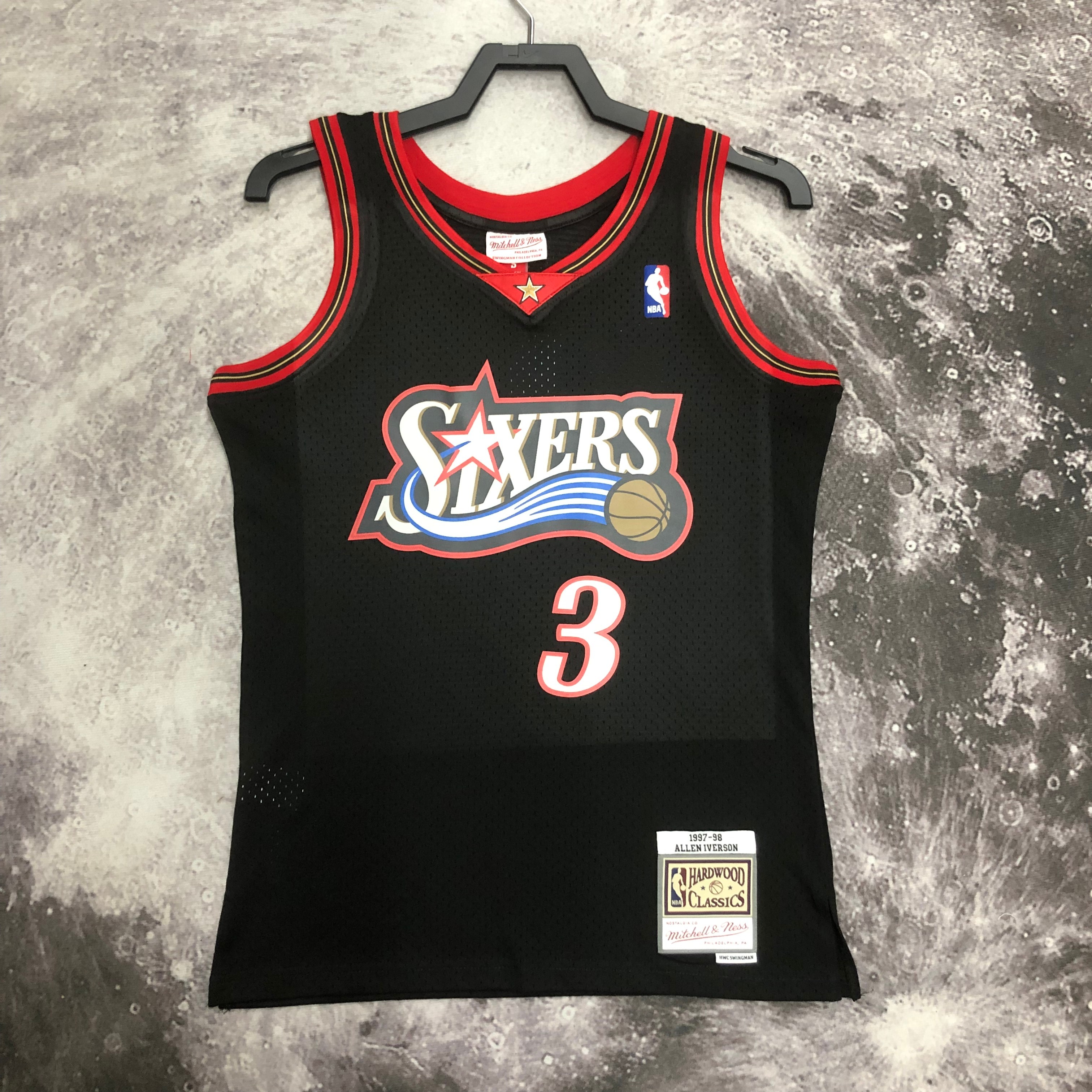 MN Hot Press throwback jersey Black No. 3 Iverson for the SW 76ers 9798 Iverson