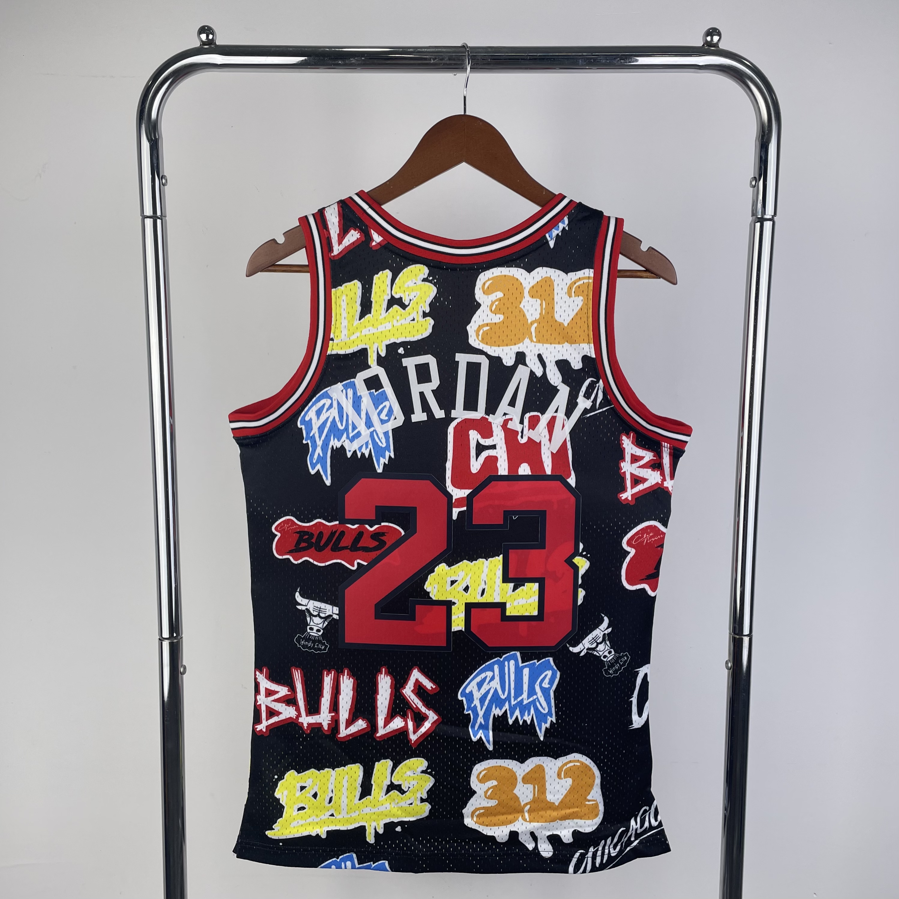 MN Hot Pressed Throwback Jersey SW Bulls 9798 season doodle # 23 Jordan