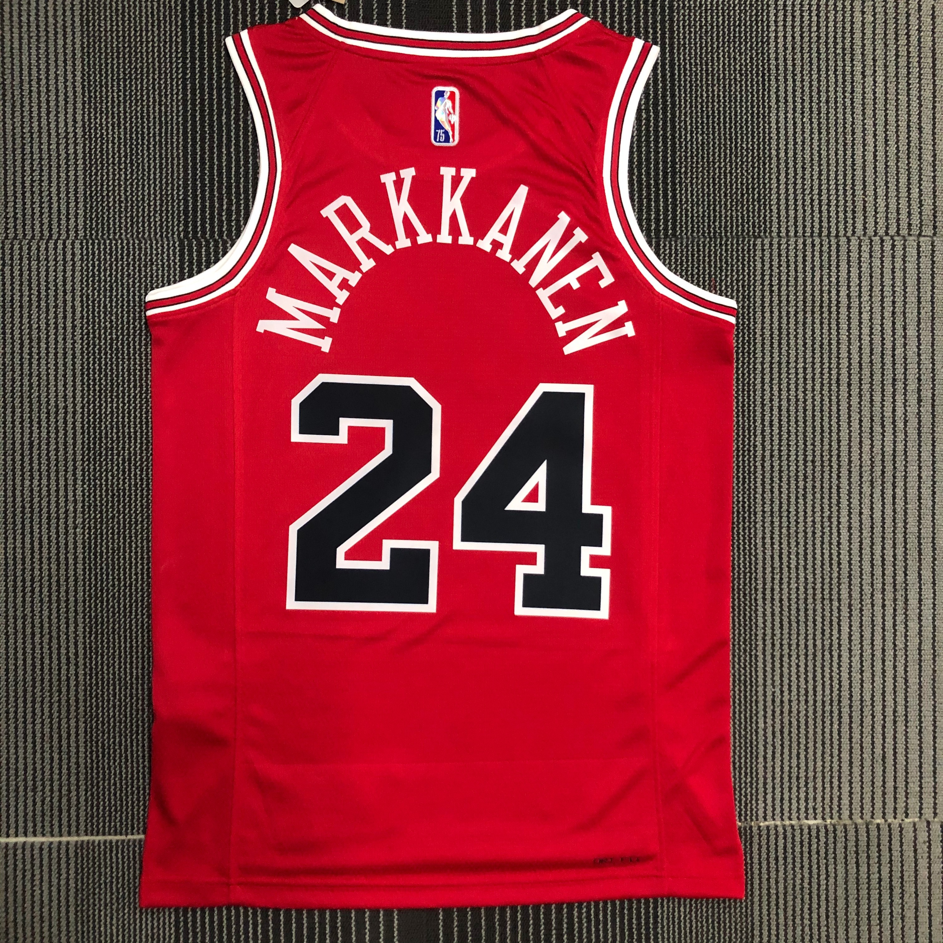 75th anniversary Bulls red # 24 Markkanen
