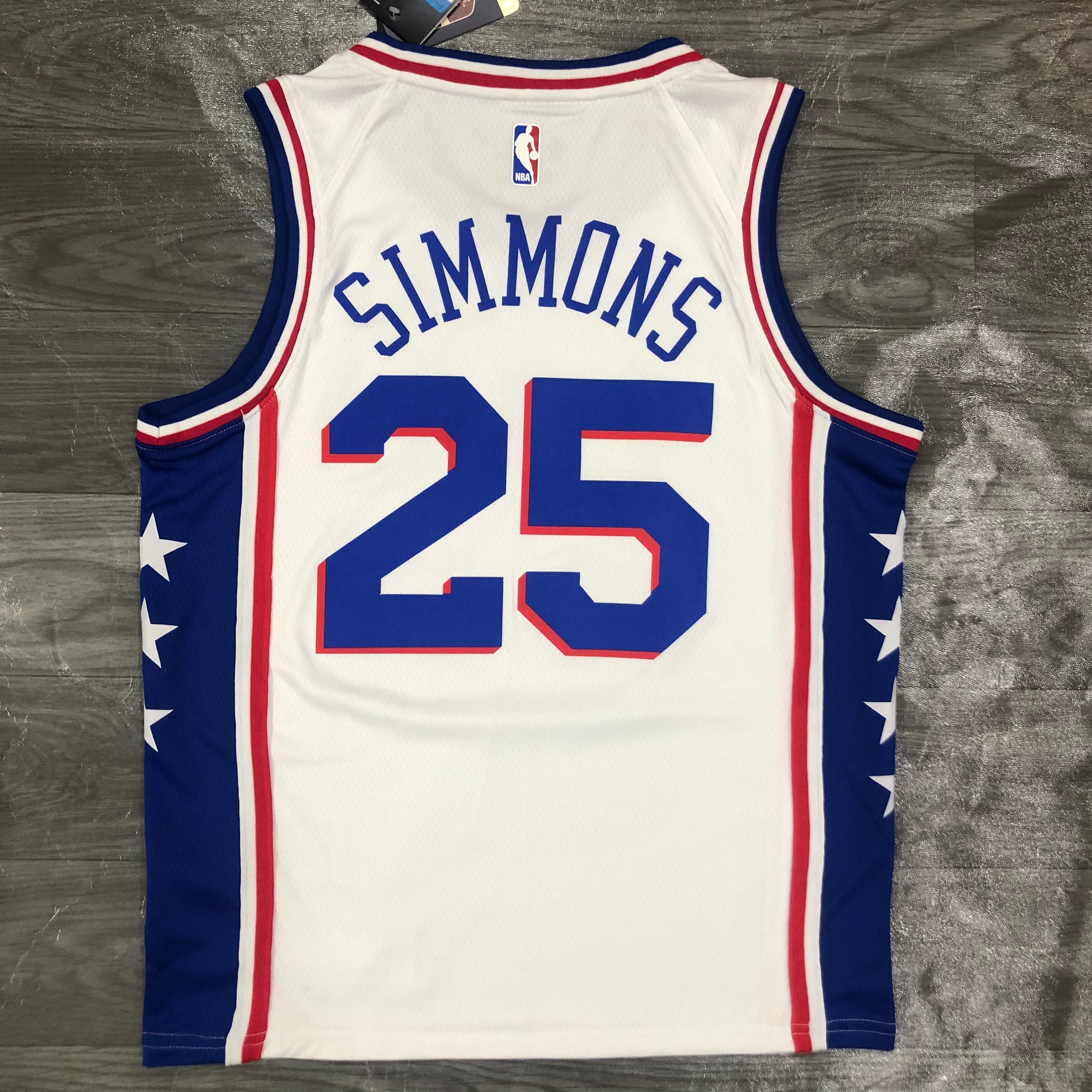 76ers V-neck white No. 25. Simons