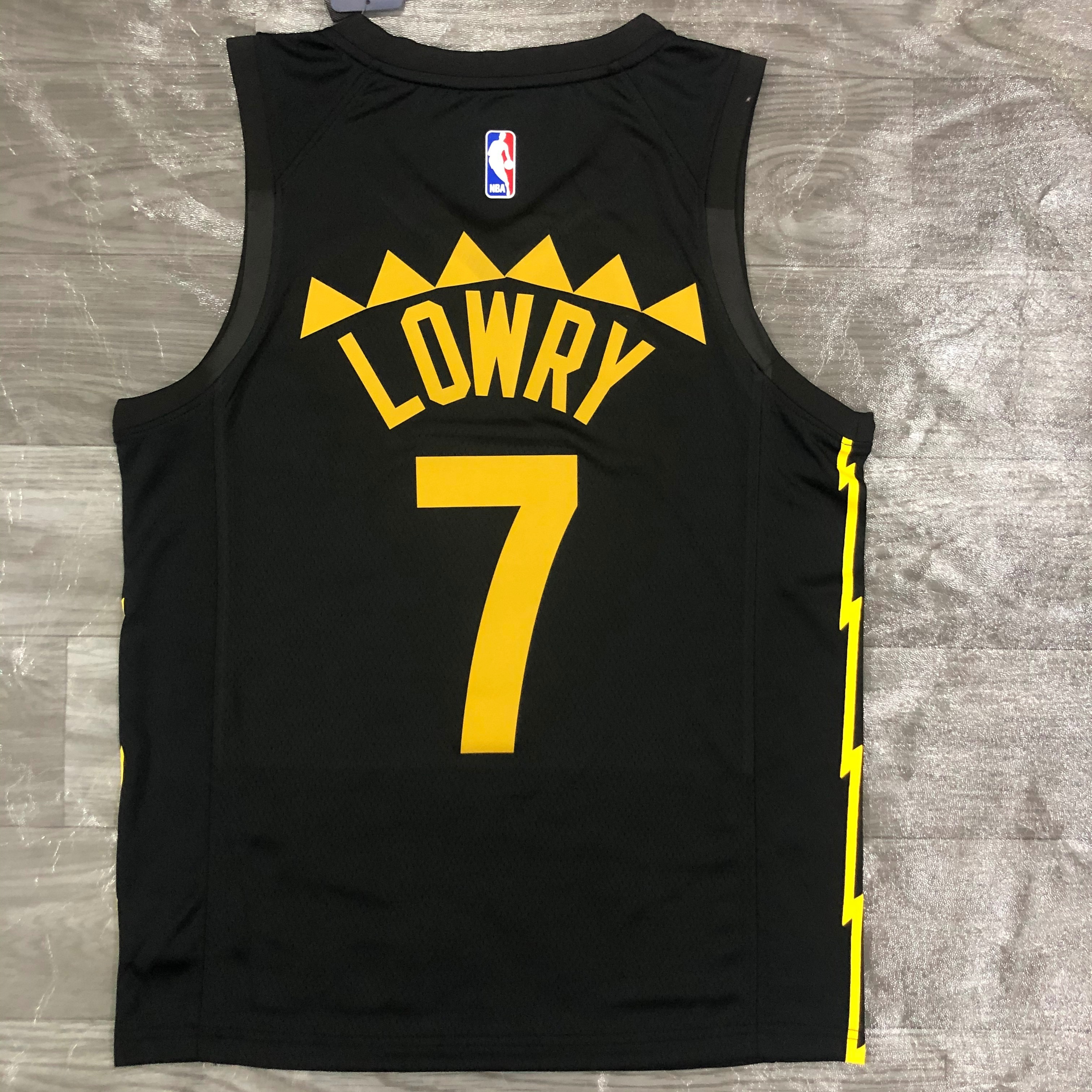 21 Raptors black and gold number 7 Lowry