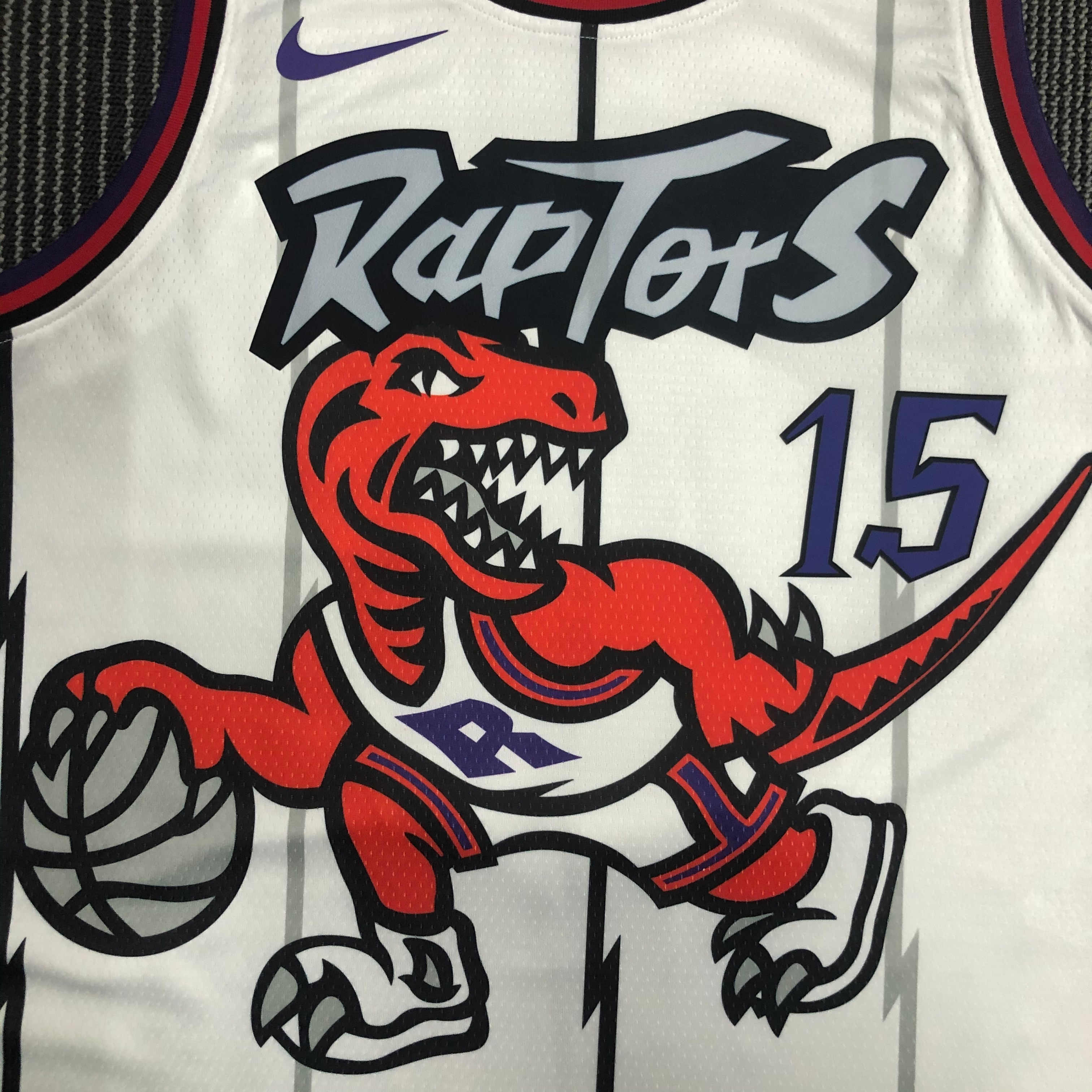 Raptors retro white number 15 Carter