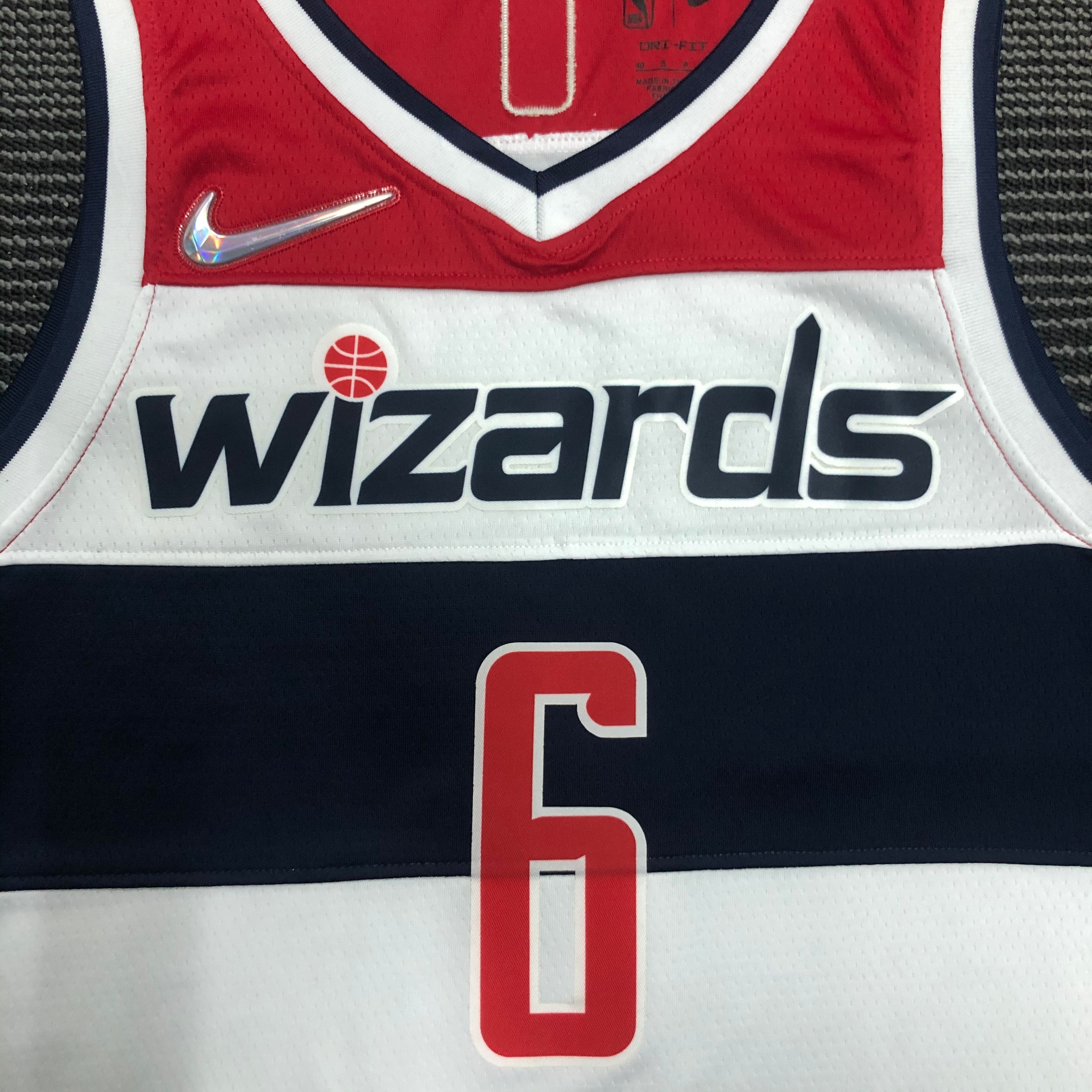 75th anniversary Wizards white number 6 Harrell