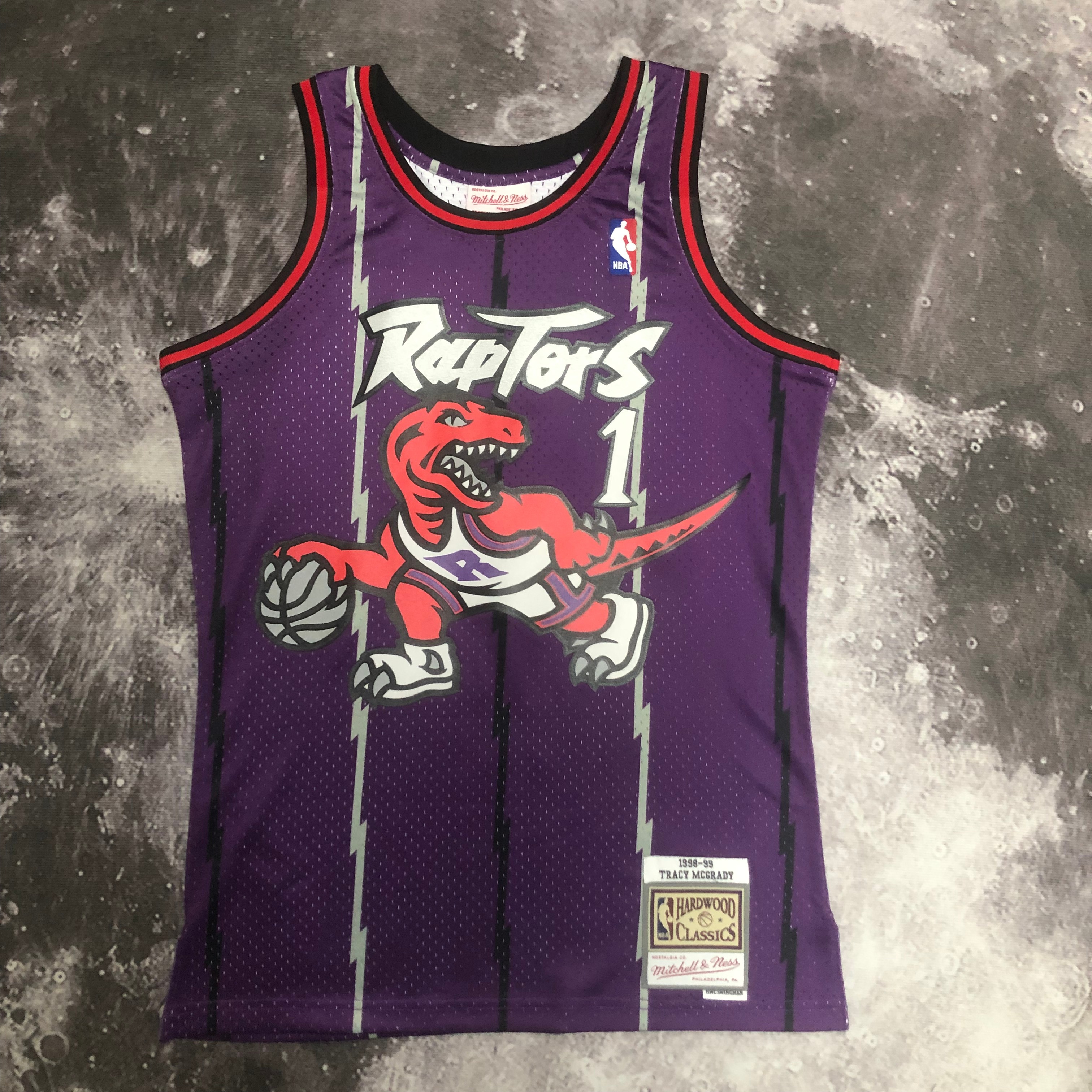 MN Hot Press Throwback jersey SW Raptors' 99 season purple No. 1 McGrady